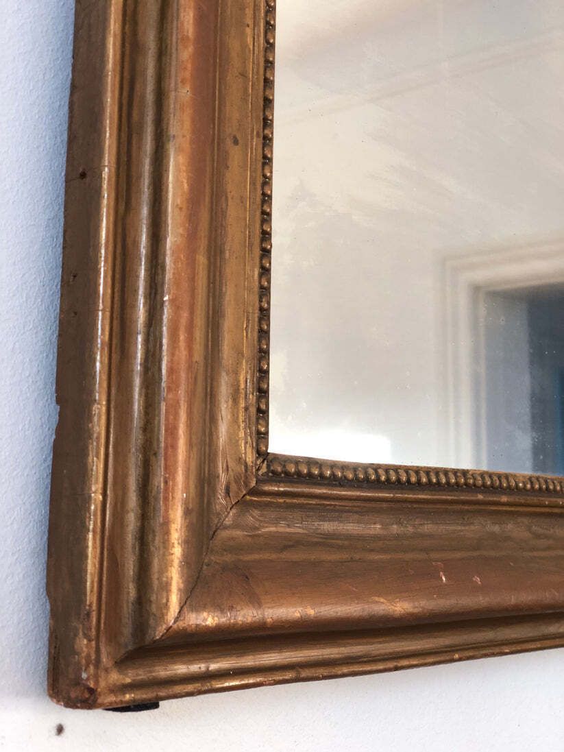 Large Antique French Louis Philippe Giltwood Mirror – Late 19th Century photo Home Decor