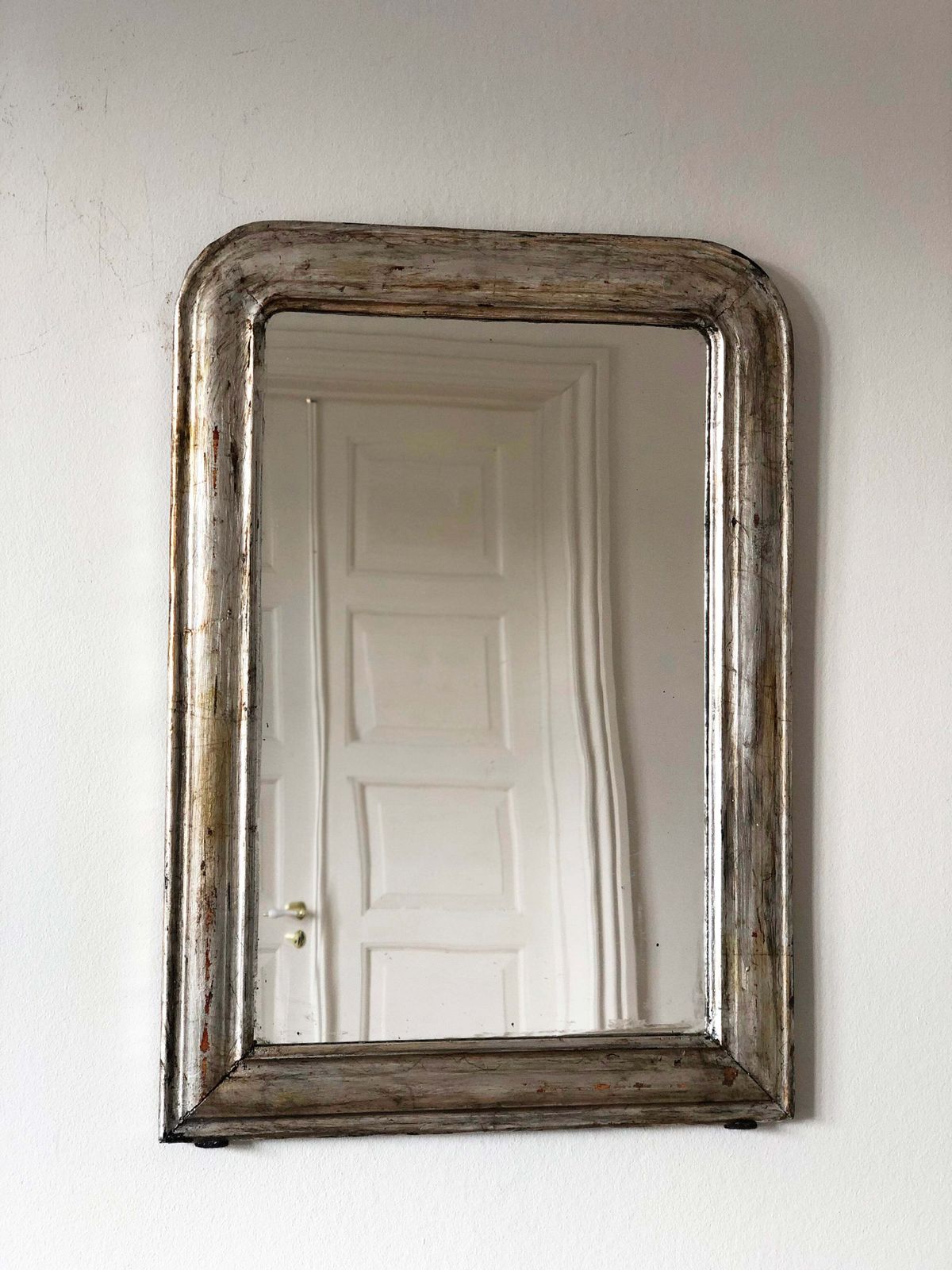 Antique French Louis Philippe Silvered Giltwood Mirror – Late 19th Century