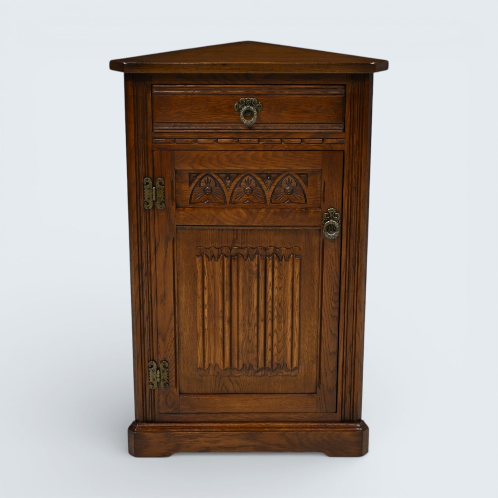 Old Charm Corner Cabinet With Drawer Linenfold Free Uk Delivery* photo furniture
