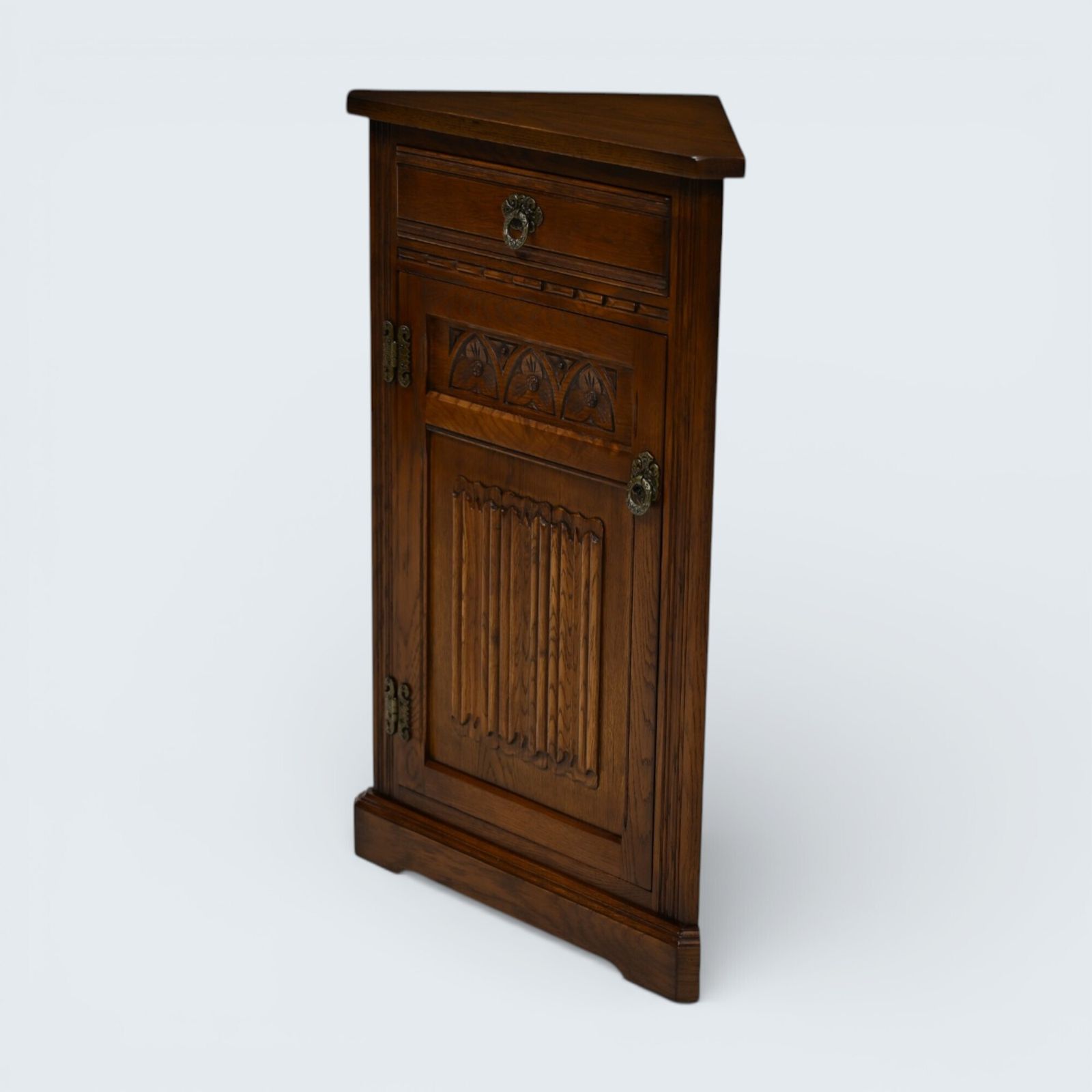 Old Charm Corner Cabinet With Drawer Linenfold Free Uk Delivery* photo for sale