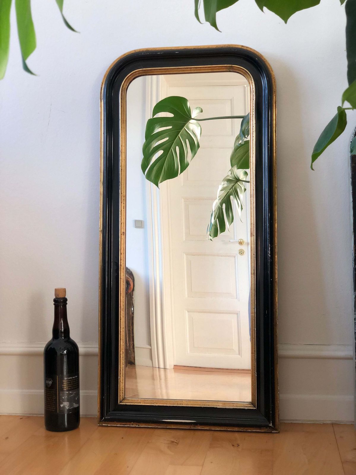 Antique French Louis Philippe Full Length Mirror – Black And Gold, Late 19th Century photo buy