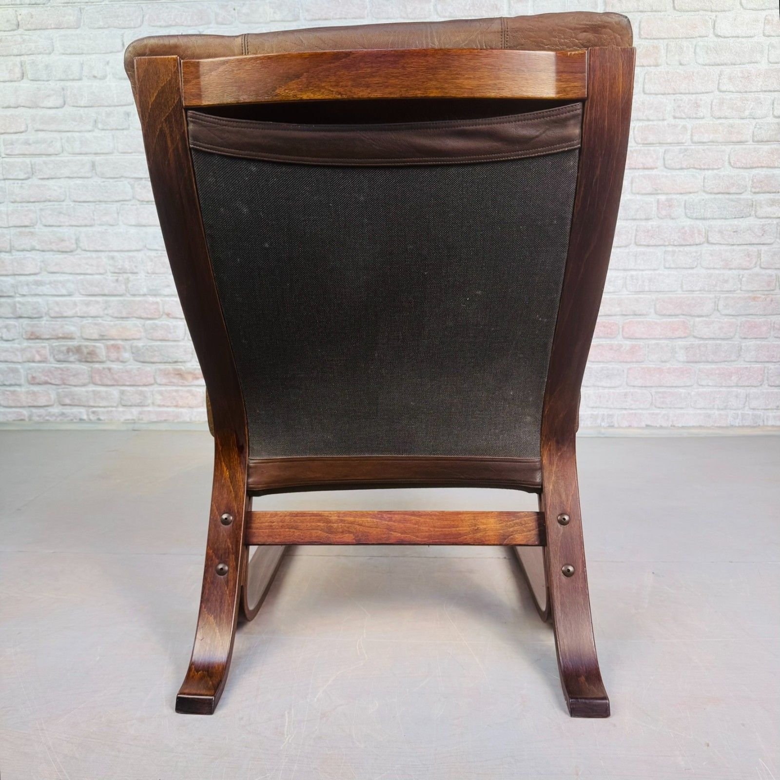 photo for sale Vintage Danish Brown Leather Cantilever Chair – Sleek Design & Rich Patina