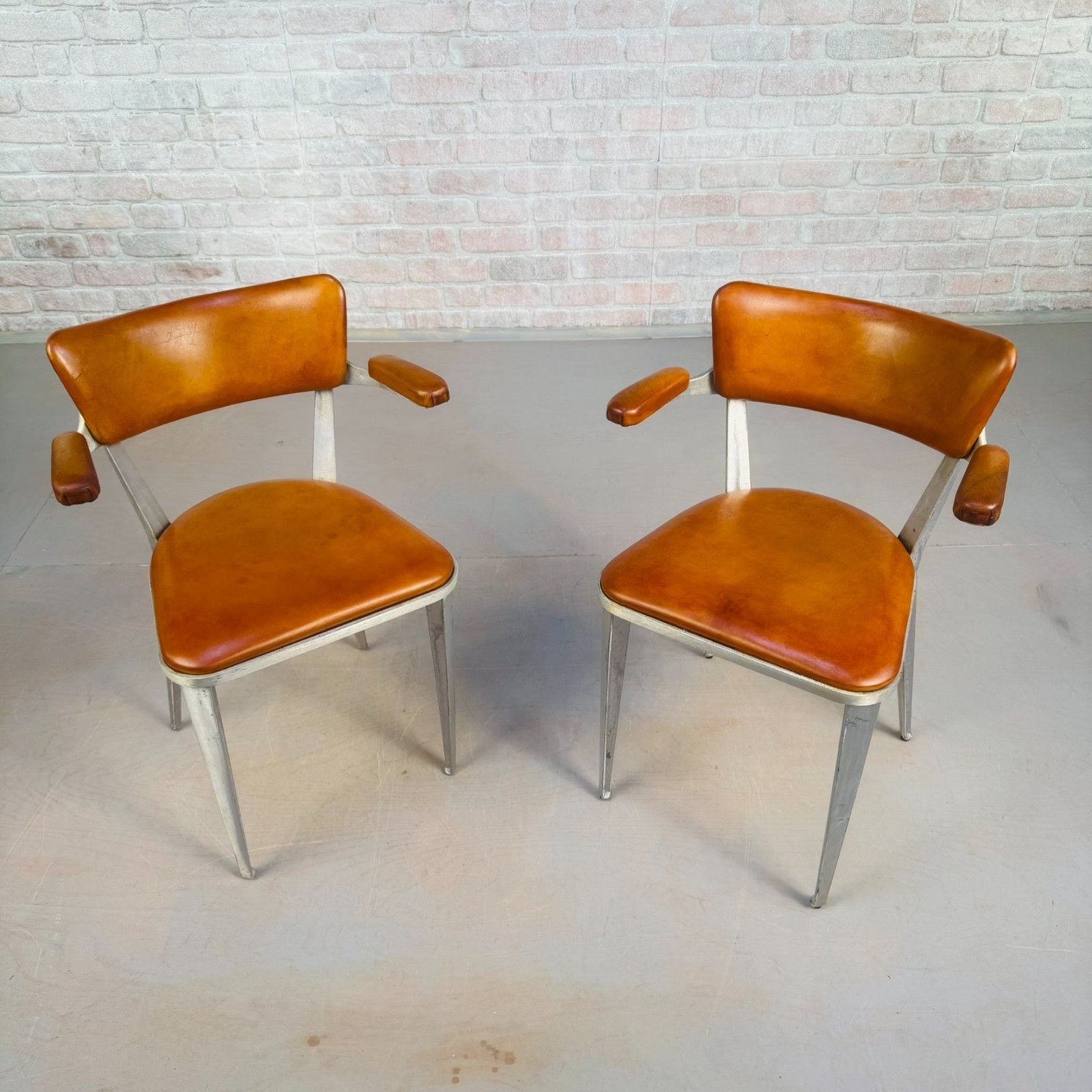Set Of 10 Ernest Race Ba3 Dining Chairs – Tan Leather Mid Century Modern Icons photo vintage