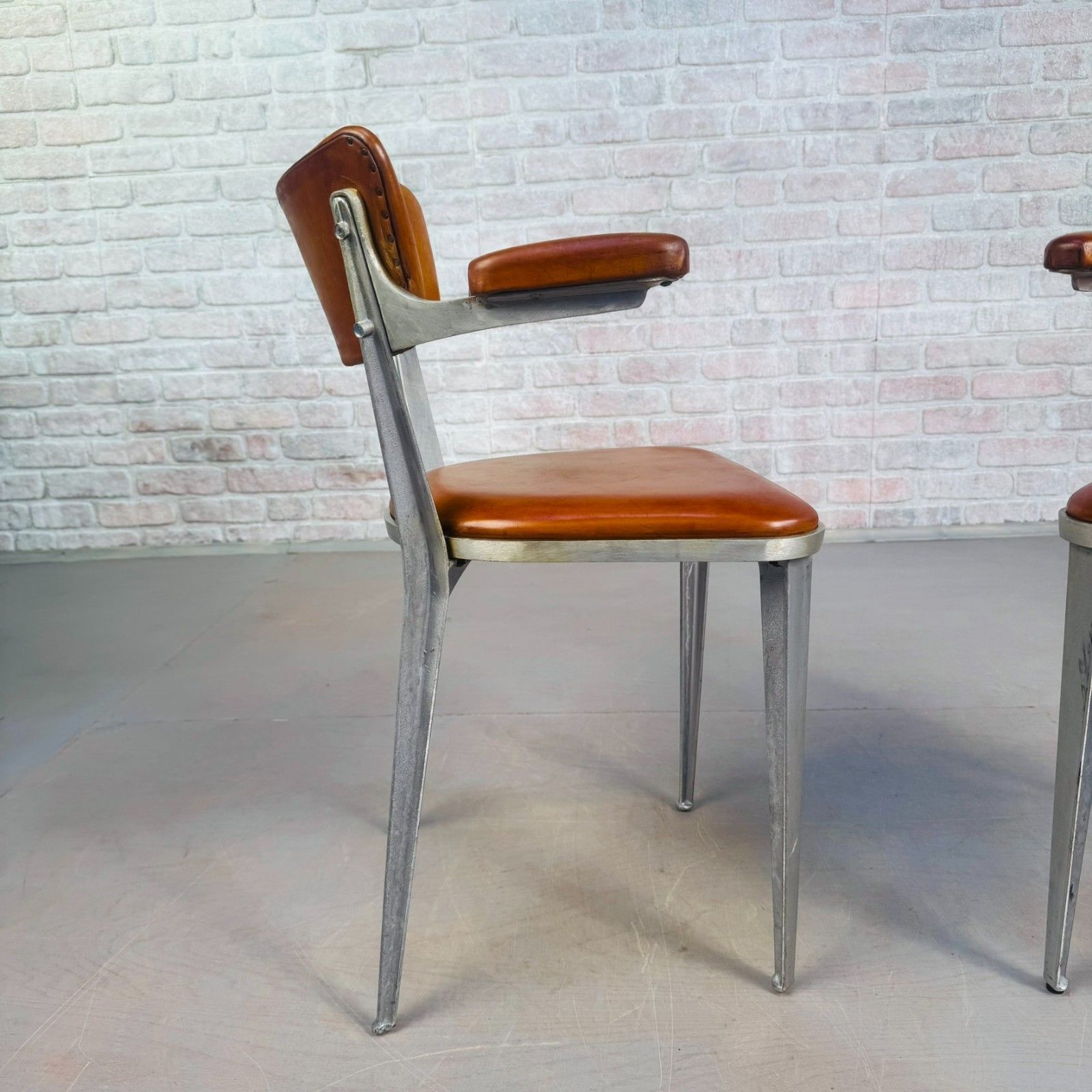 photo for sale Set Of 10 Ernest Race Ba3 Dining Chairs – Tan Leather Mid Century Modern Icons