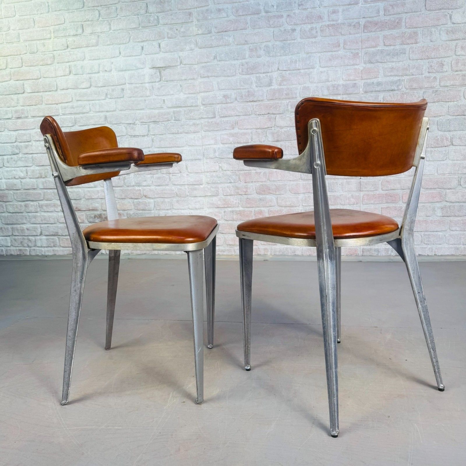 photo buy Set Of 10 Ernest Race Ba3 Dining Chairs – Tan Leather Mid Century Modern Icons