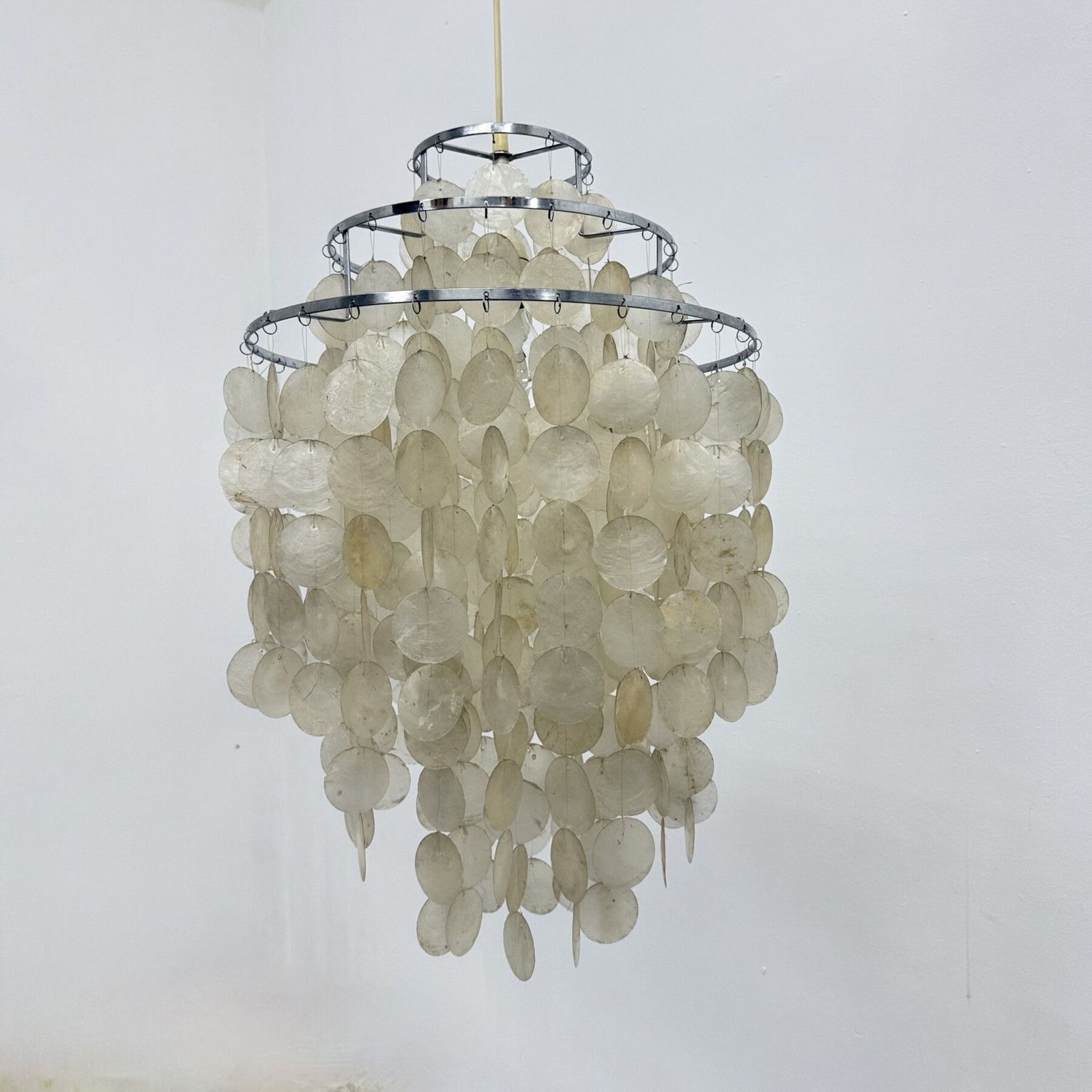 Mid Century Mother Of Pearl Capiz Shell Verner Panton Style Hanging Lamp , 1970s photo buy
