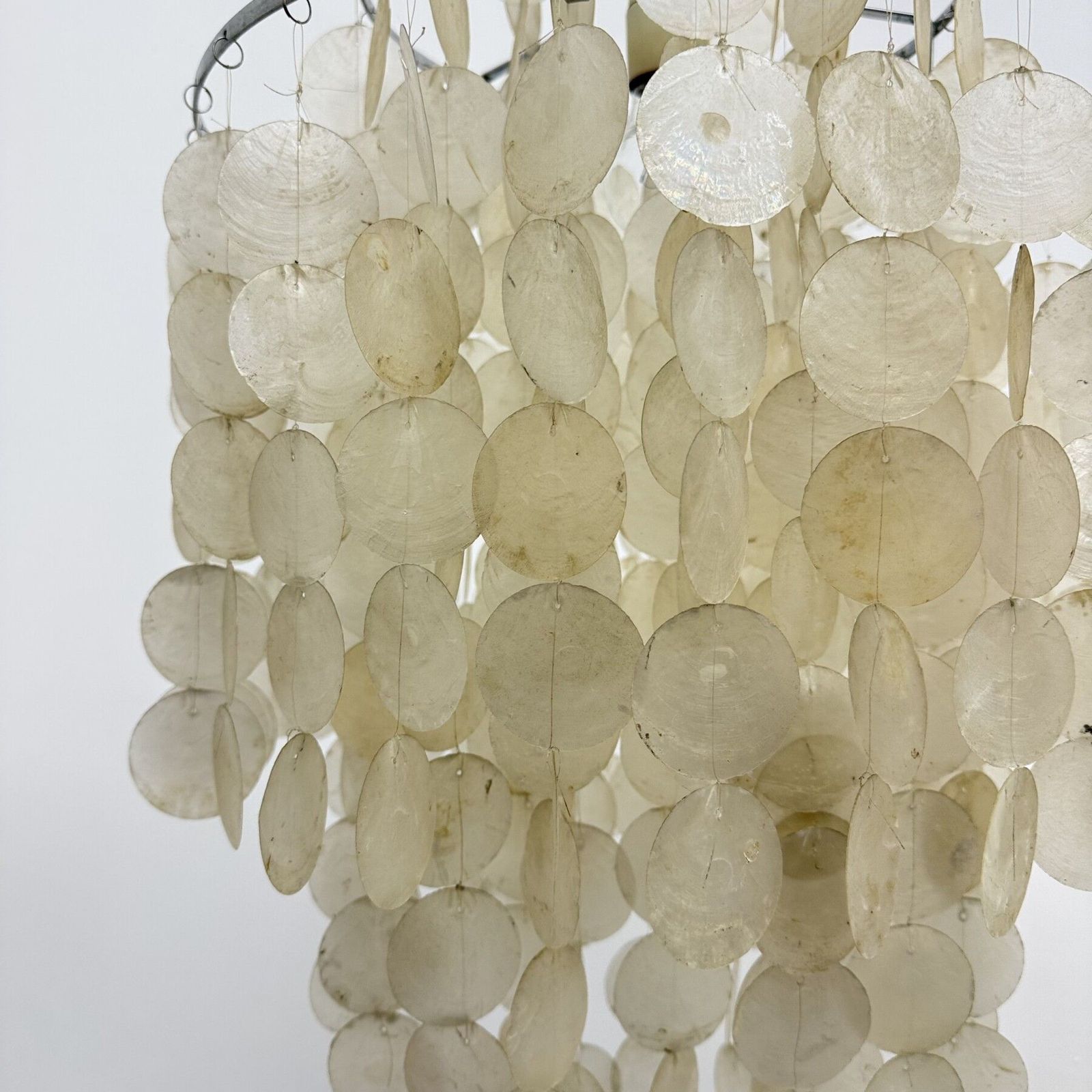 photo furniture Mid Century Mother Of Pearl Capiz Shell Verner Panton Style Hanging Lamp , 1970s