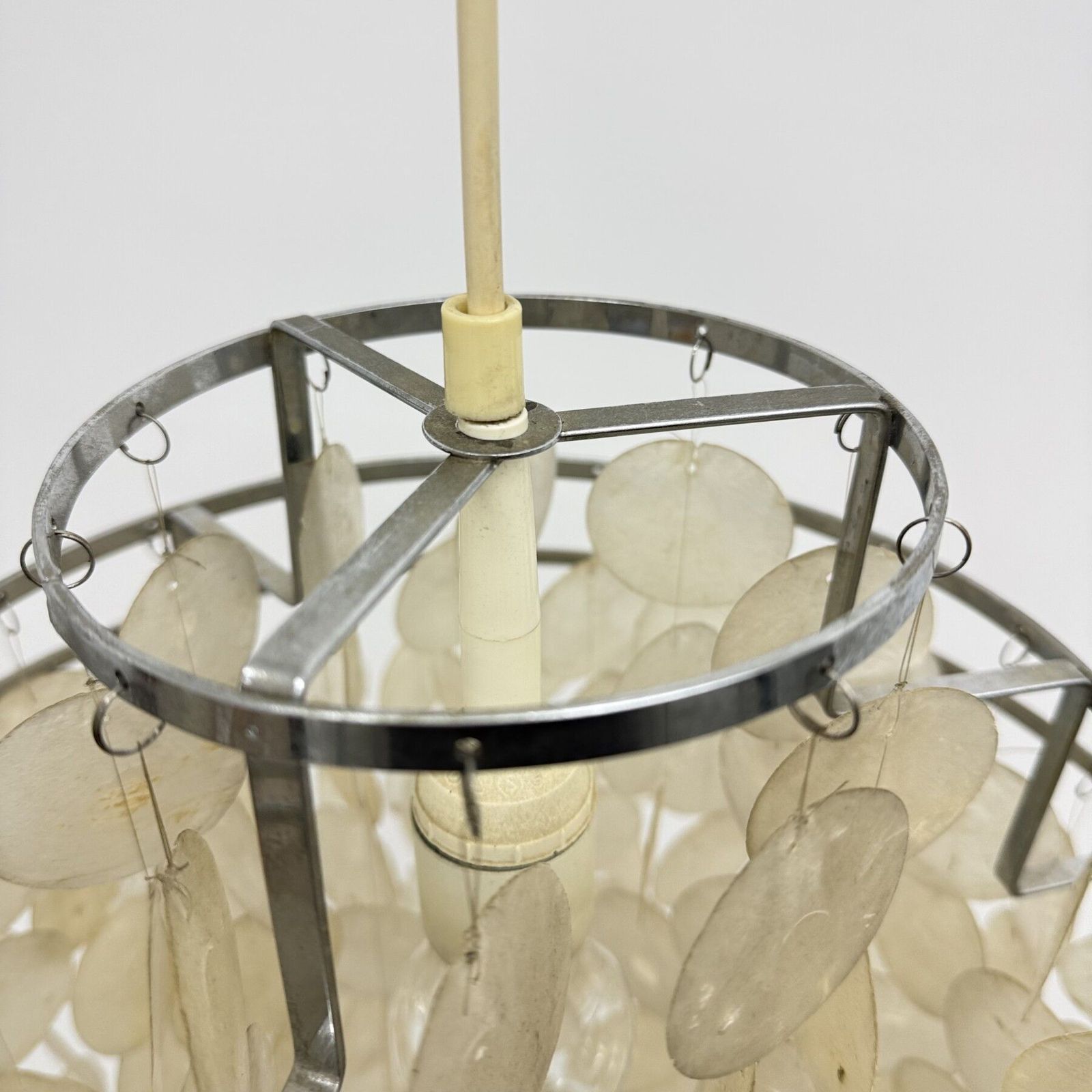 photo buy Mid Century Mother Of Pearl Capiz Shell Verner Panton Style Hanging Lamp , 1970s