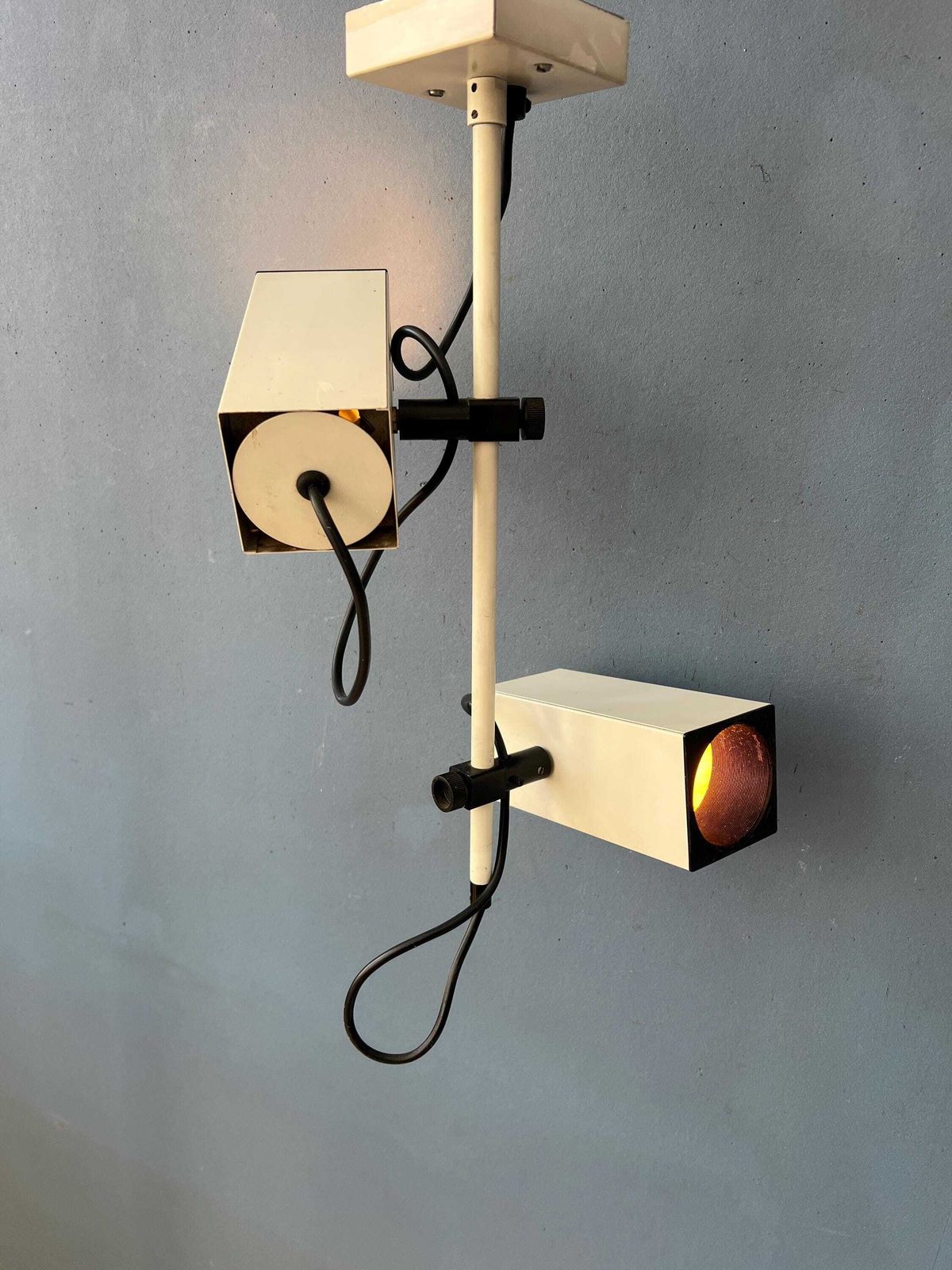 Vintage Philips Beige Pendellamp Met Stang