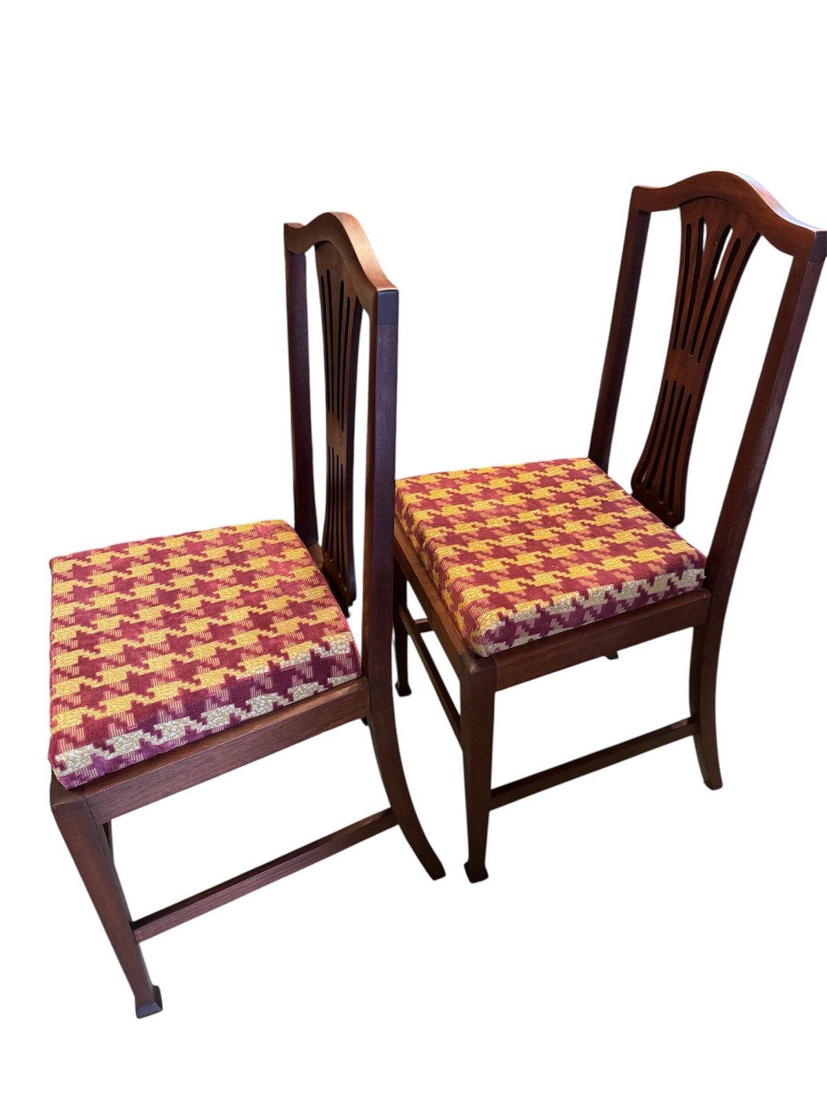 Antique Pair Of Mahogany Georgian Chairs Reupholstered In Luxury Fabric photo furniture