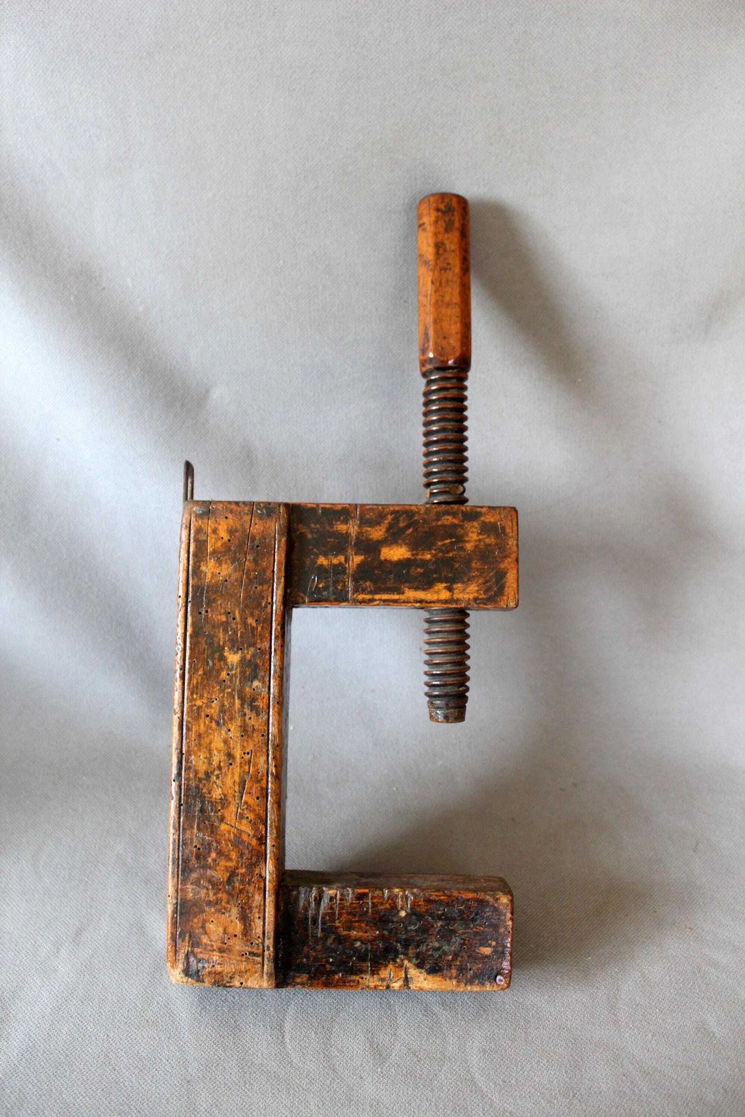 Antique Large Wood Screw Clamp, Woodworking Hand Tool, Carpenter Tool, Farmhouse Decor, Country Farmhouse, Collector, Industrial photo vintage