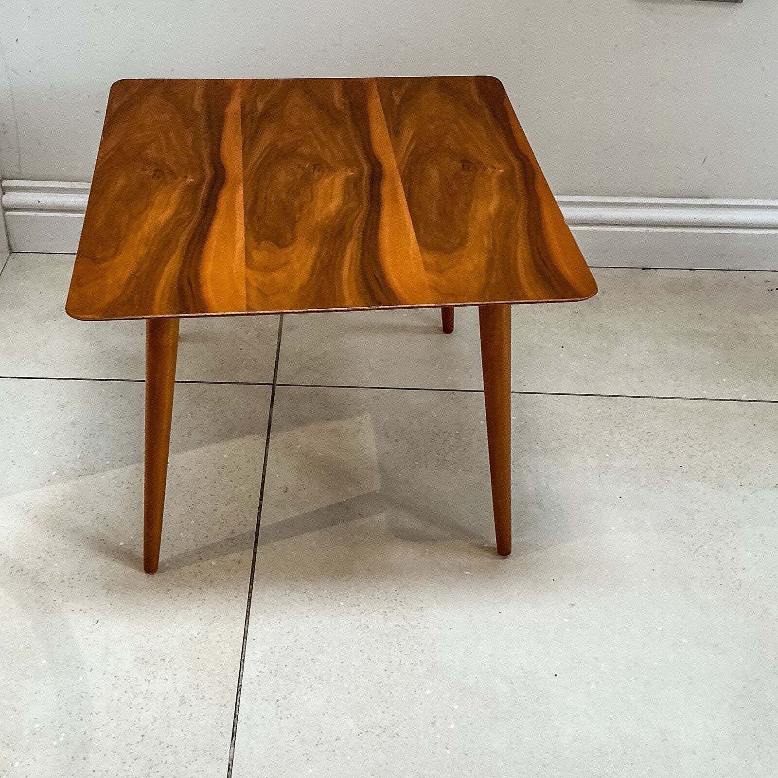 Rare Schreiber Wood Industries Mid Century Walnut Side Table 1950s photo for sale