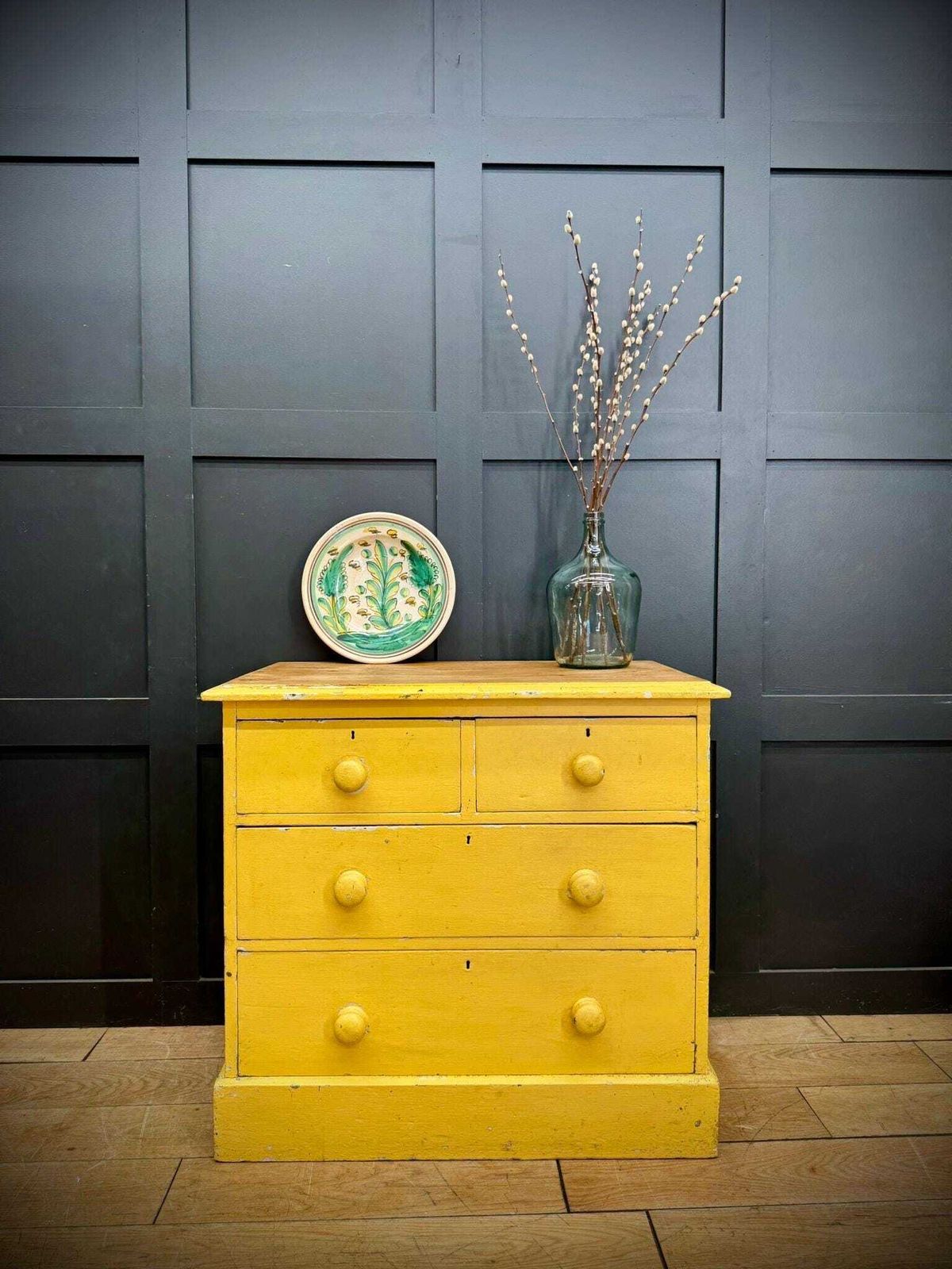 Antique Yellow Pine Chest Of Drawers – Farmhouse Bedroom Storage  Sink Stand