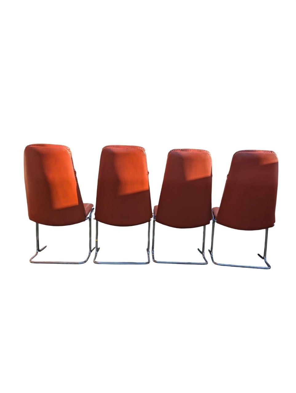 Set Of 4 Pieff Tim Bates Eleganza Dining/Desk Chairs, 1970s, Tan Leather Mcm photo Furniture
