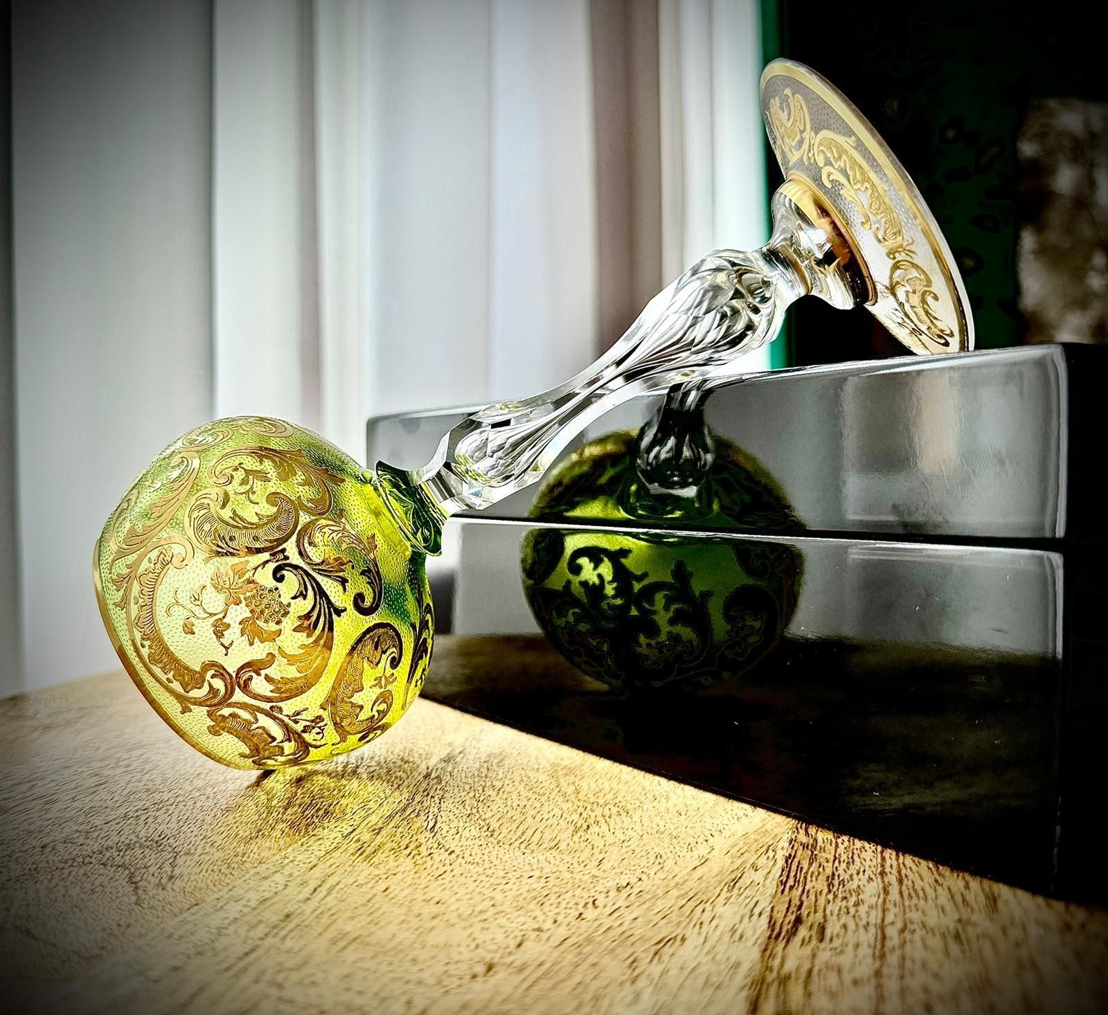 photo furniture Set Of 6 Antique Gilded Roemer Wine Glasses, 19th Century