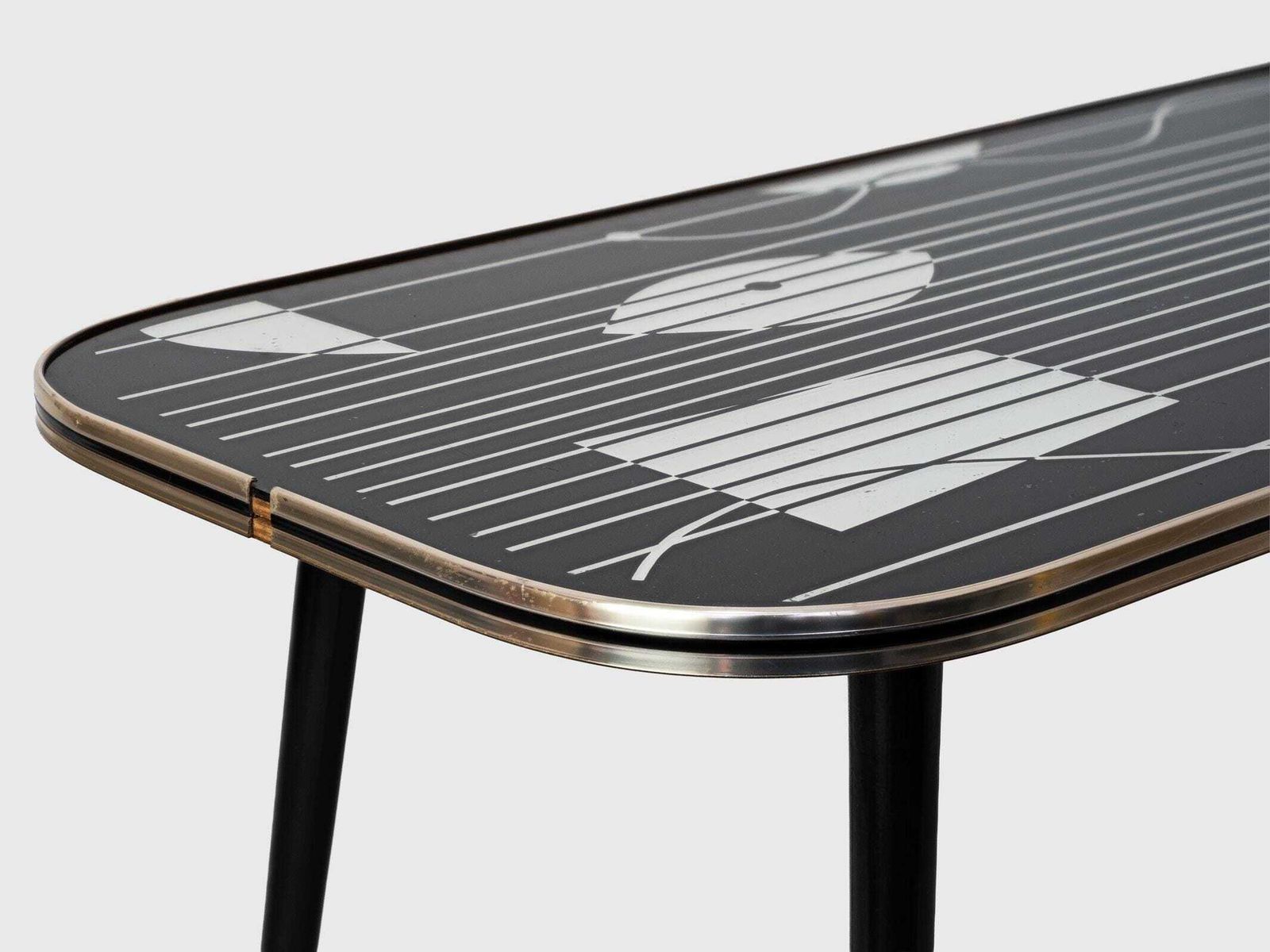Vintage Coffee Occasional Table Black Silver Design 1950s Mid Century Home Decor photo vinterior