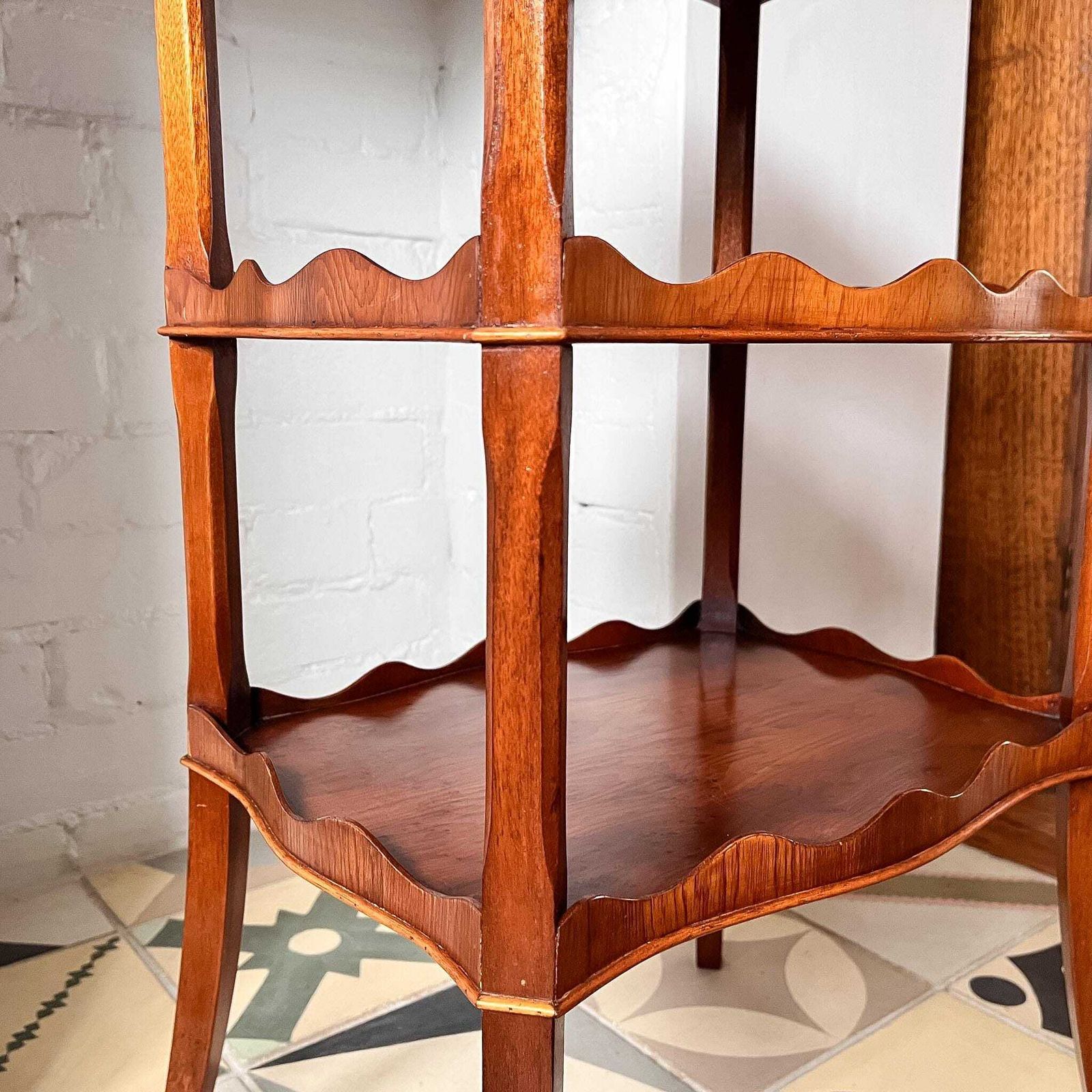 Vintage Scalloped Three Tier Reprodux Etagere photo vinterior