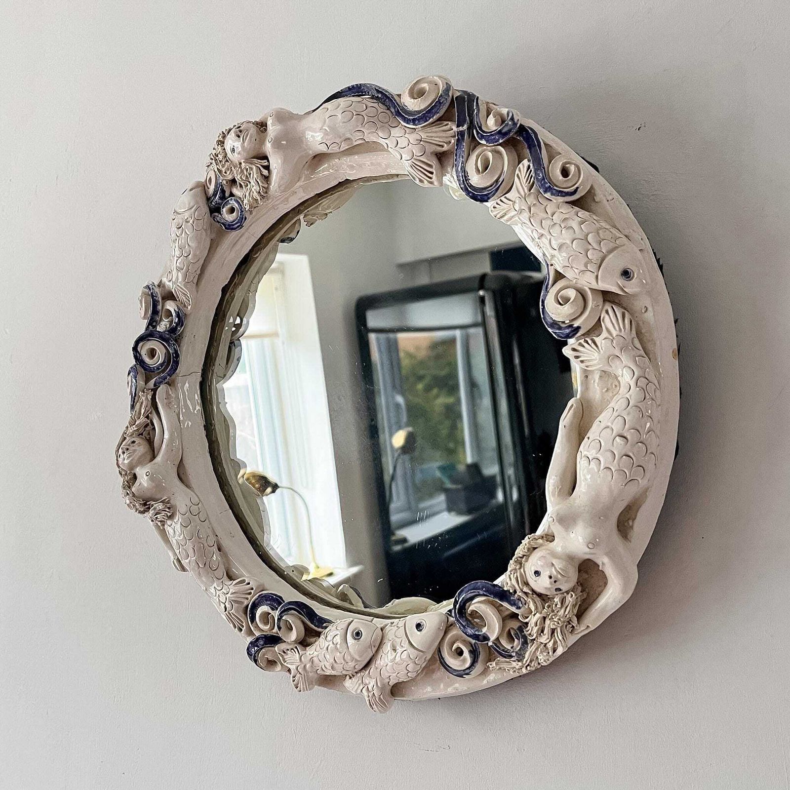Ceramic Mermaid Mirror By Artist Sylvie Aurore Nisbet photo furniture