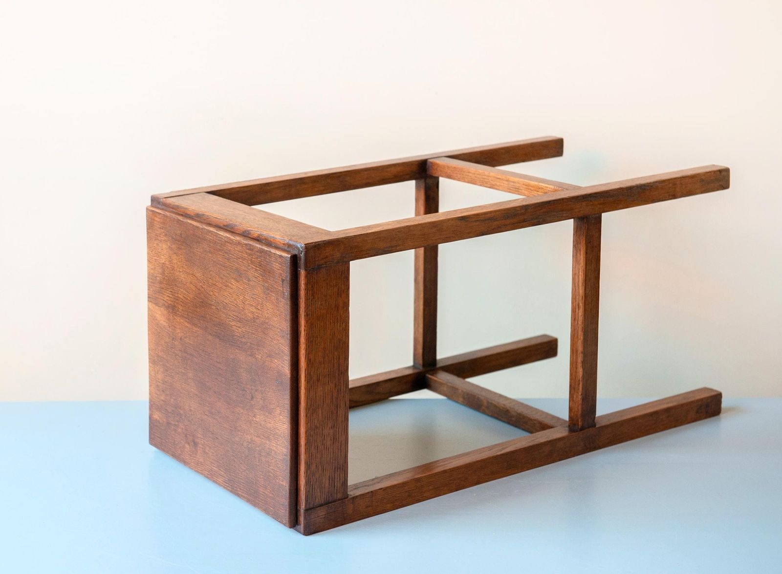 photo buy Art Deco Side Table   Solid Oak Square Plant Stand Stool   Dutch Accent Table