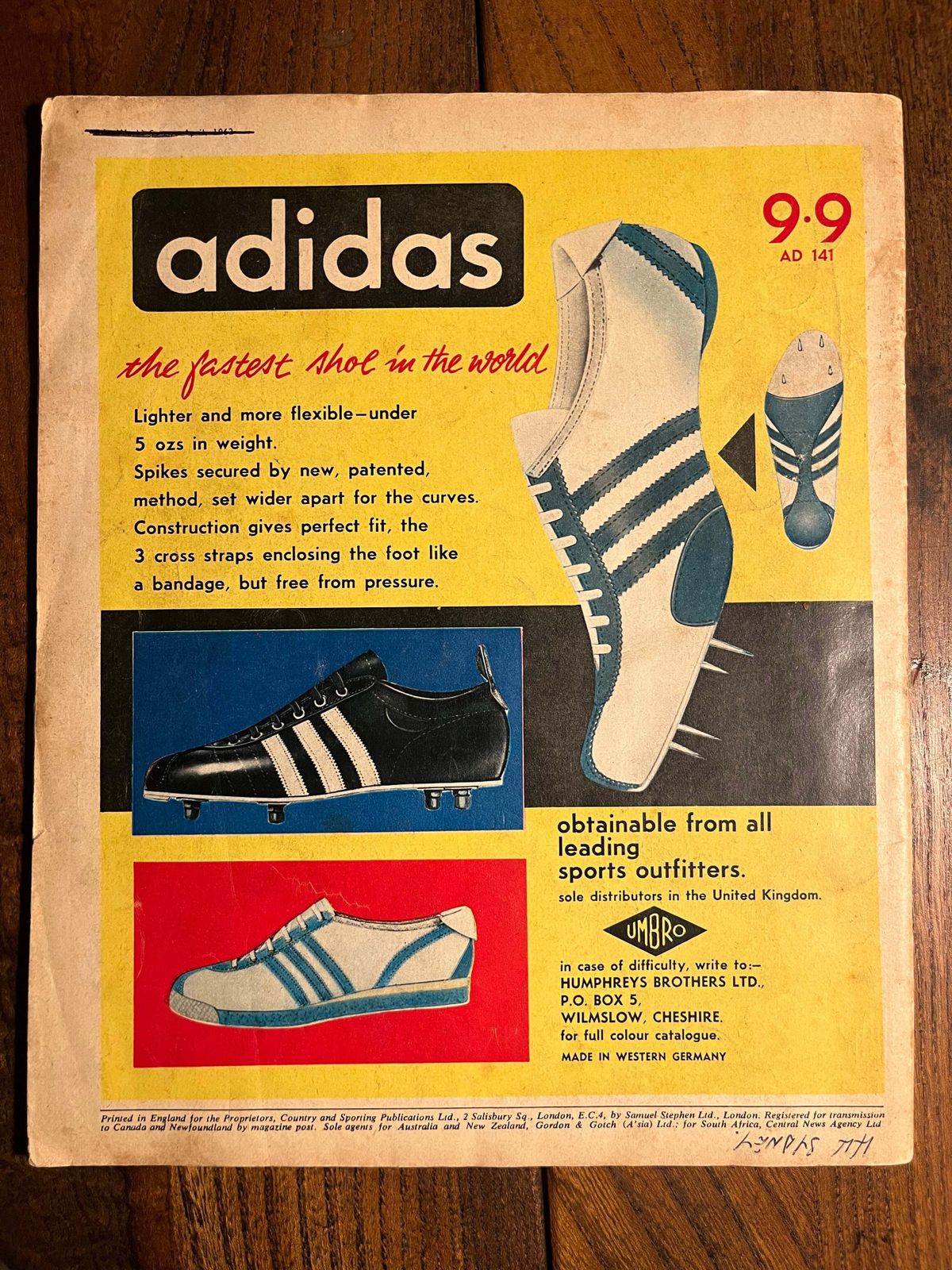 Vintage Adidas Sports Shoes Advertisement 1962 photo Art