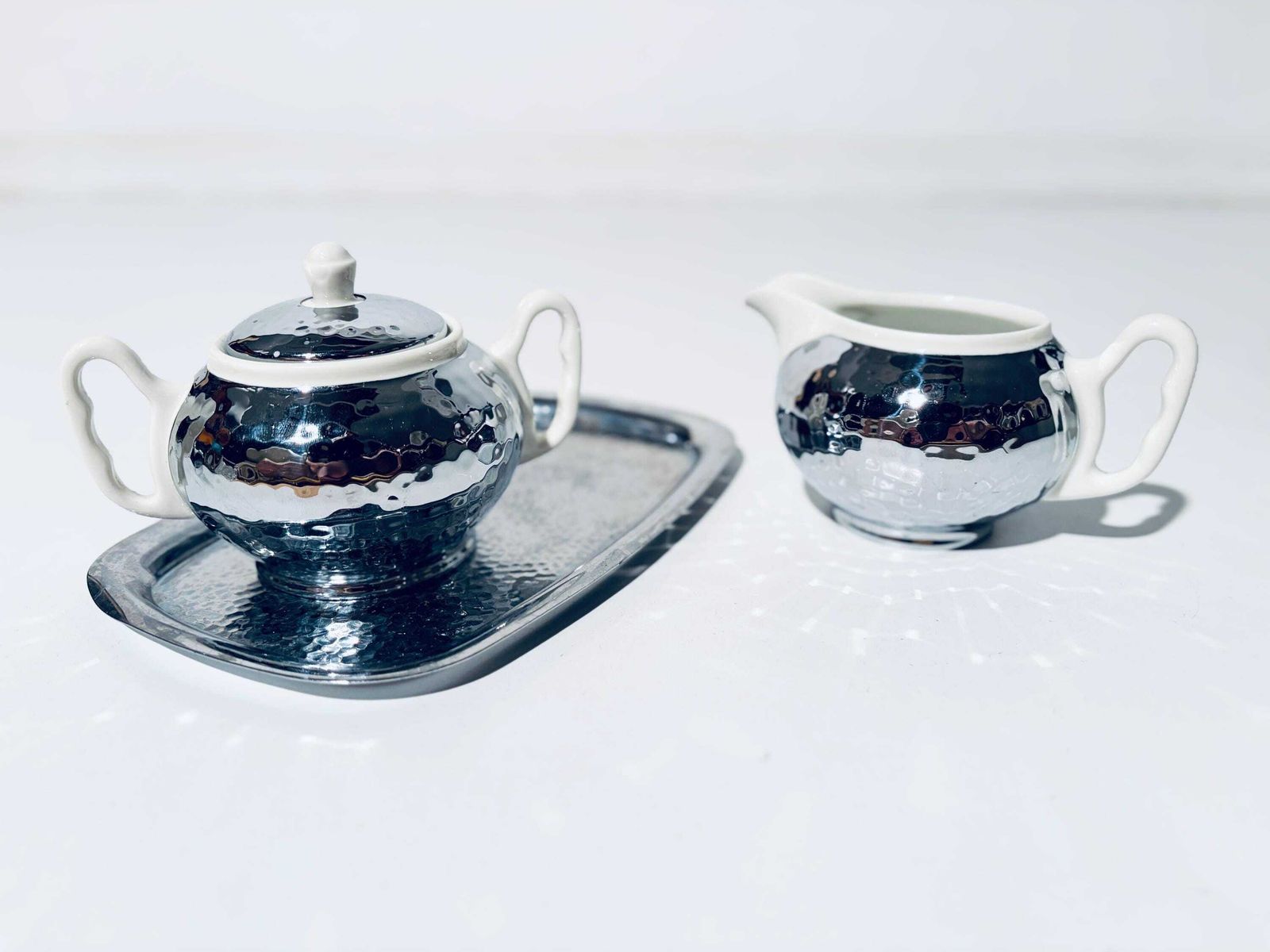 Art Deco Creamer & Sugar Bowl Set Bauscher Weiden Bavaria Porcelain / Vintage Home Decor 1930s photo for sale