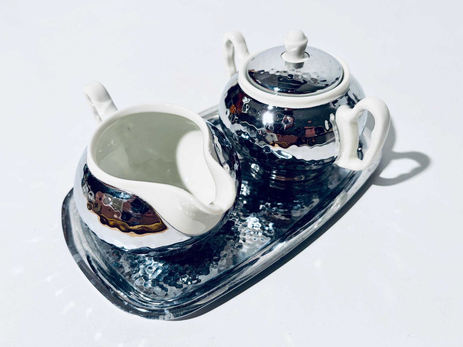 Art Deco Creamer & Sugar Bowl Set Bauscher Weiden Bavaria Porcelain / Vintage Home Decor 1930s photo Home Decor