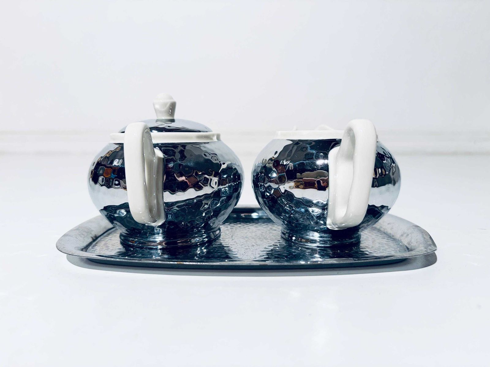 Art Deco Creamer & Sugar Bowl Set Bauscher Weiden Bavaria Porcelain / Vintage Home Decor 1930s photo vinterior