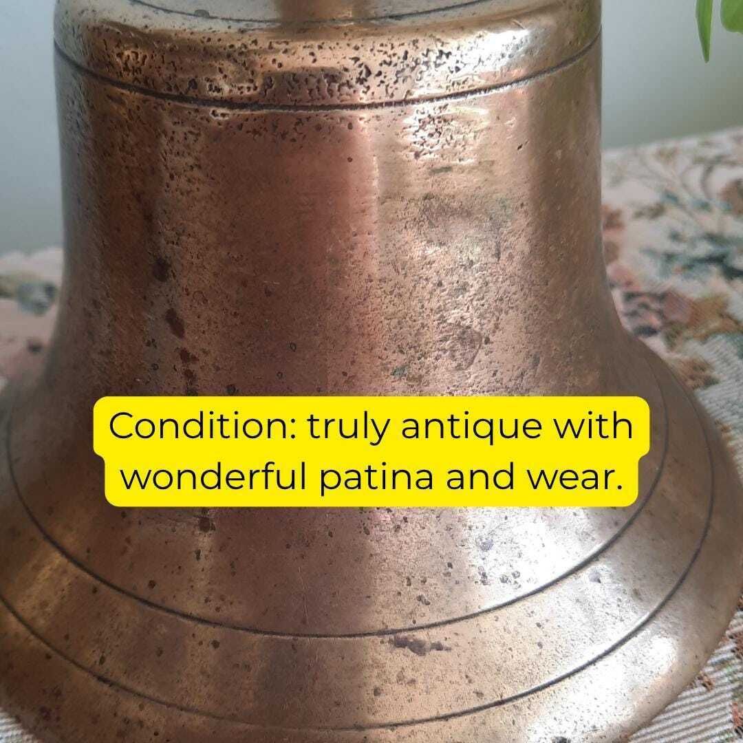 Antique Large Victorian Solid Brass School's Master Hand Bell 8.2'' Tall photo Home Fixtures