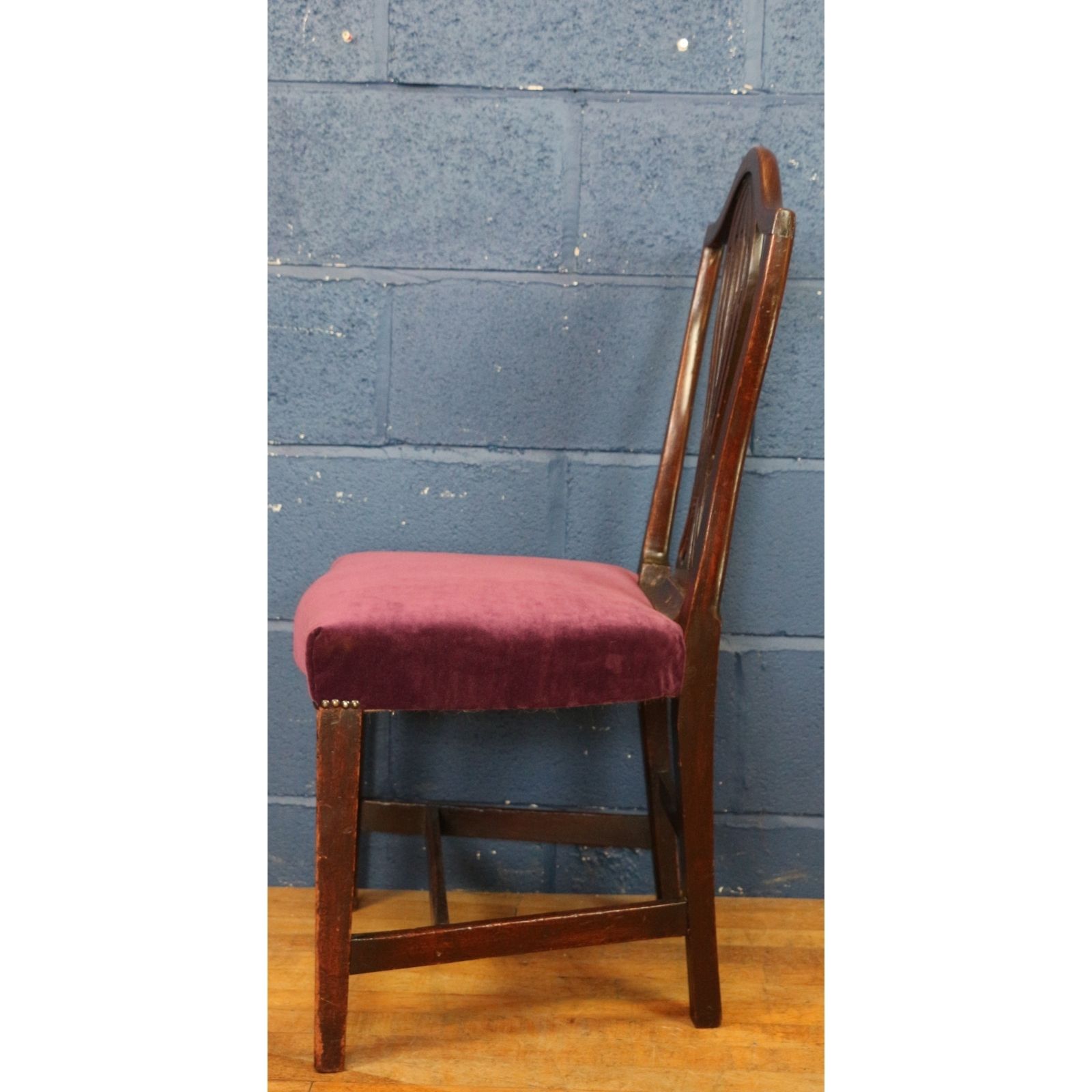 A Georgian Mahogany Hepplewhite Style Dining Chair Purple Velvet photo for sale