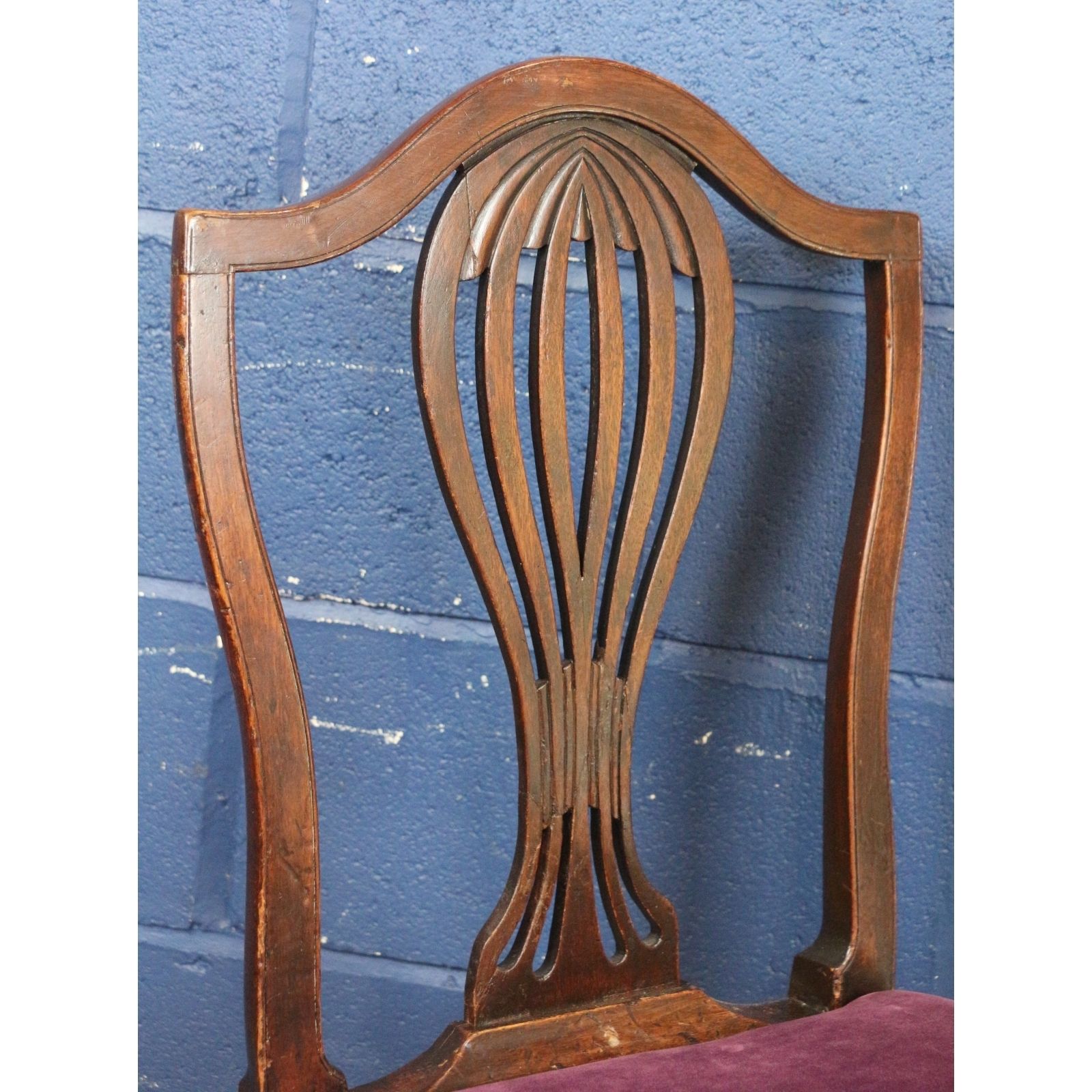 A Georgian Mahogany Hepplewhite Style Dining Chair Purple Velvet photo Furniture