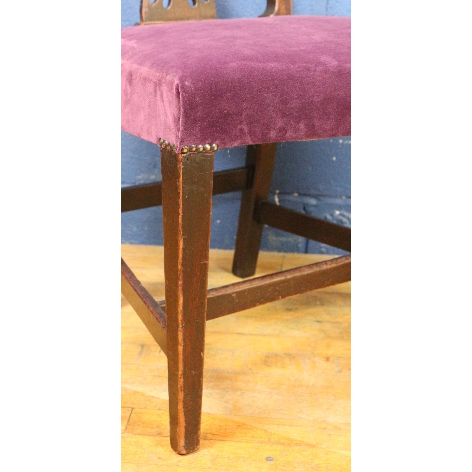 A Georgian Mahogany Hepplewhite Style Dining Chair Purple Velvet photo vinterior