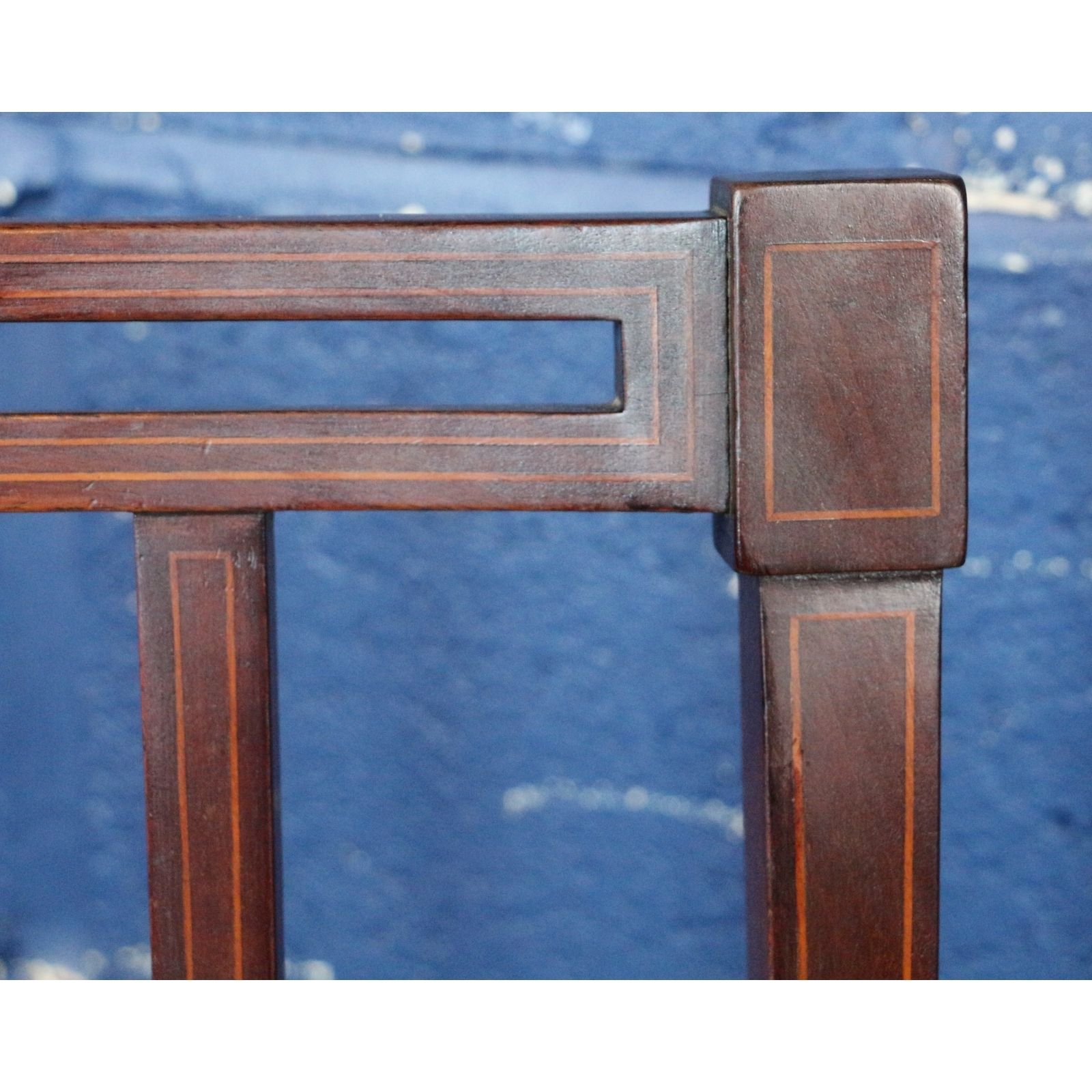 A Set Of Four Edwardian Inlaid Mahogany Slat Back Dining Chairs Freshly Reupholstered photo vinterior