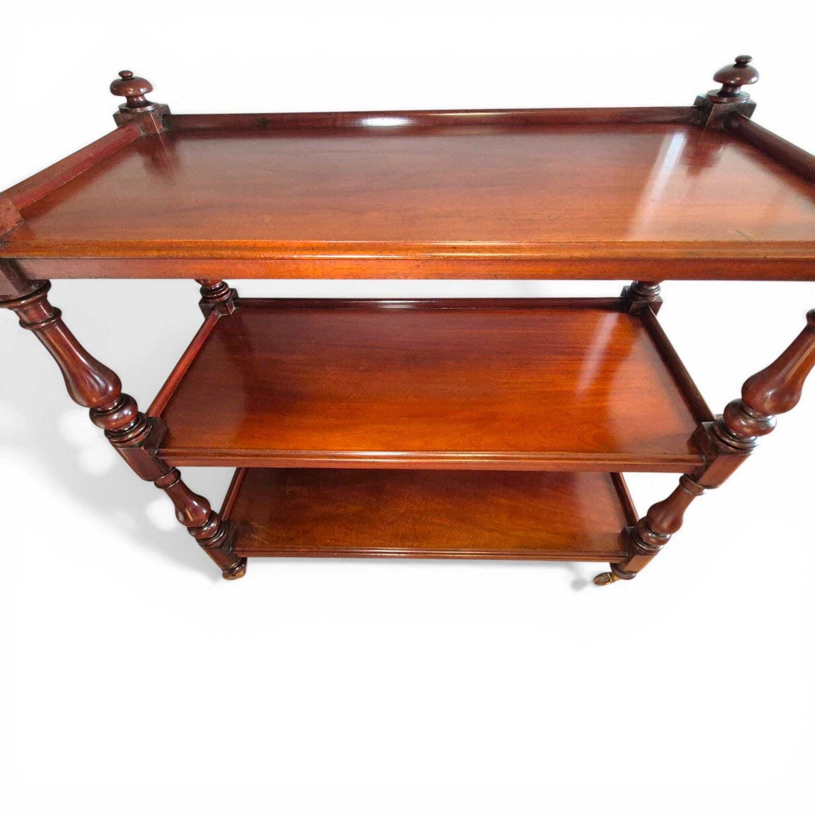 photo vintage Antique Victorian Mahogany Dumb Waiter C1860 3 Tier Server Trolley Buffet Brass Porcelain Castors