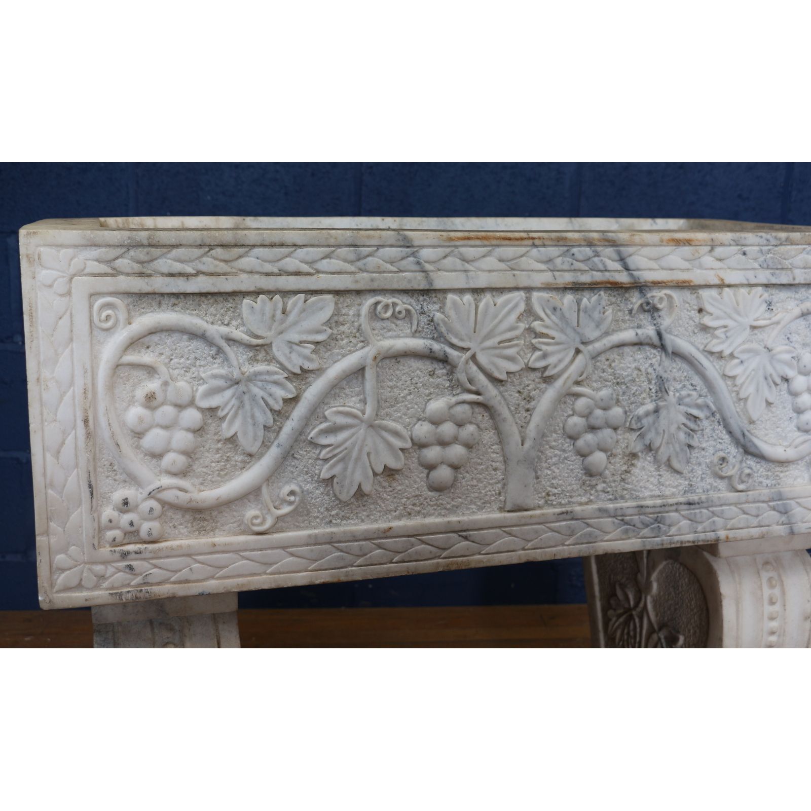 An Impressive Early C20th Carved Marble Planter On Carved Marble Pedestals photo furniture