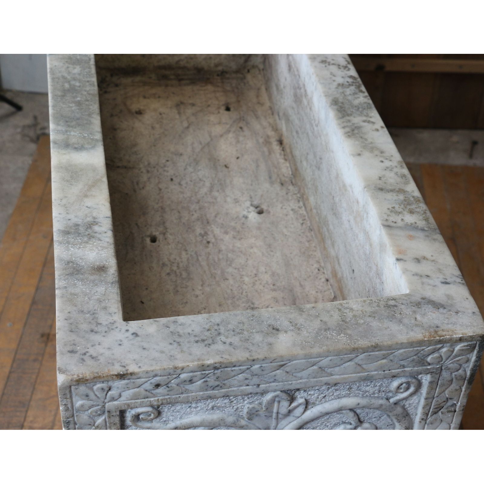 An Impressive Early C20th Carved Marble Planter On Carved Marble Pedestals photo vintage
