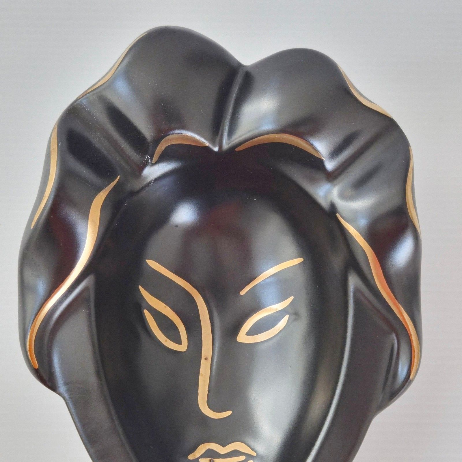 Vintage 1950s Irisese Black Ceramic Ashtray Dlg Capron Jouve 50s Rockabilly photo furniture