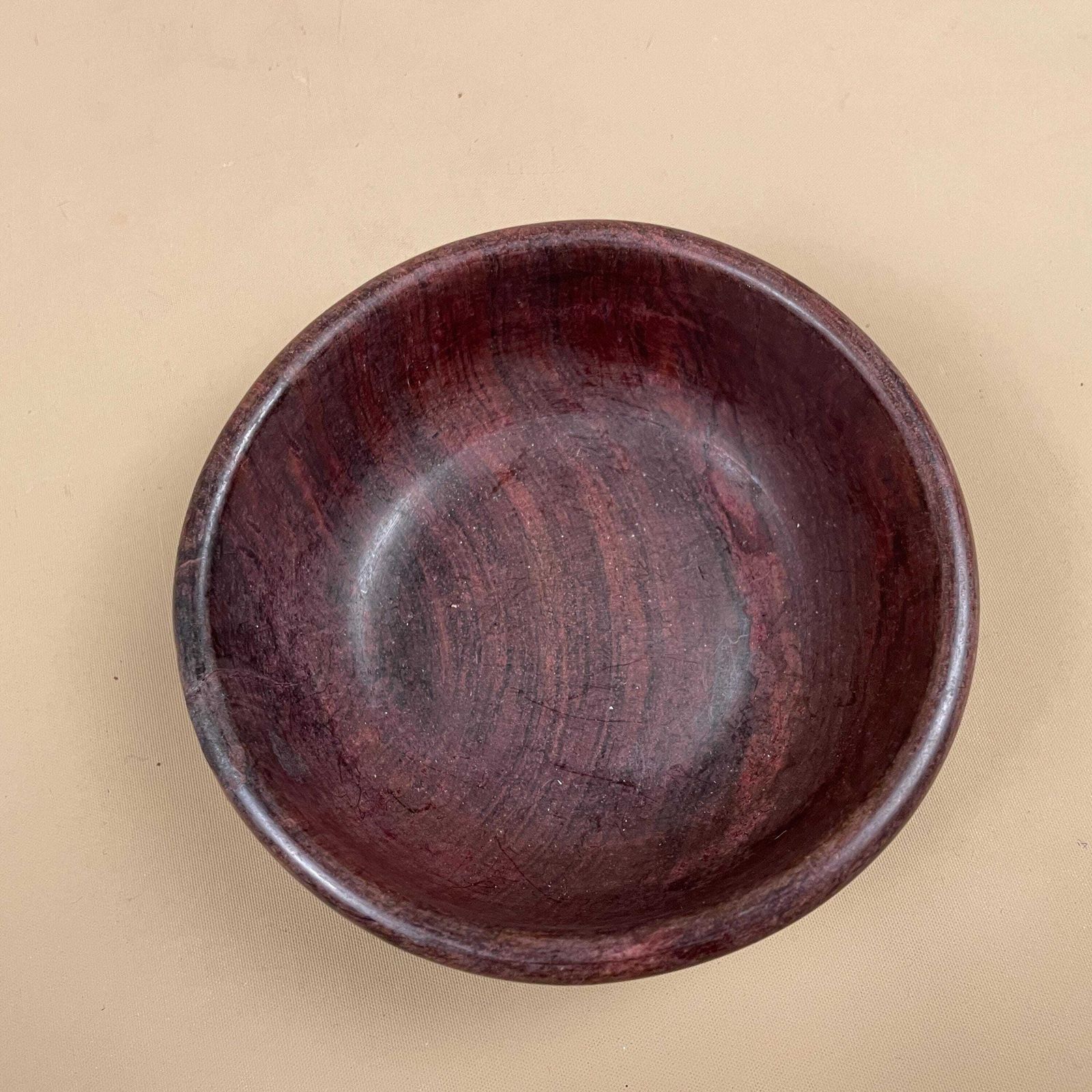 Vintage Hand Carved Wooden Bowl Decorative Elephant Motif African Round Rustic Farmhouse Cottage Wood Tableware Low Profile Rim photo vintage