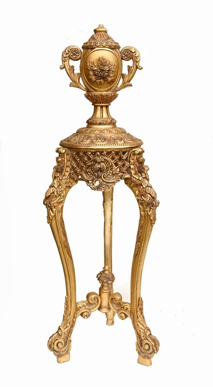 Pair Italian Giltwood Pedestals Rococo Stands Classical Urn Finials photo furniture
