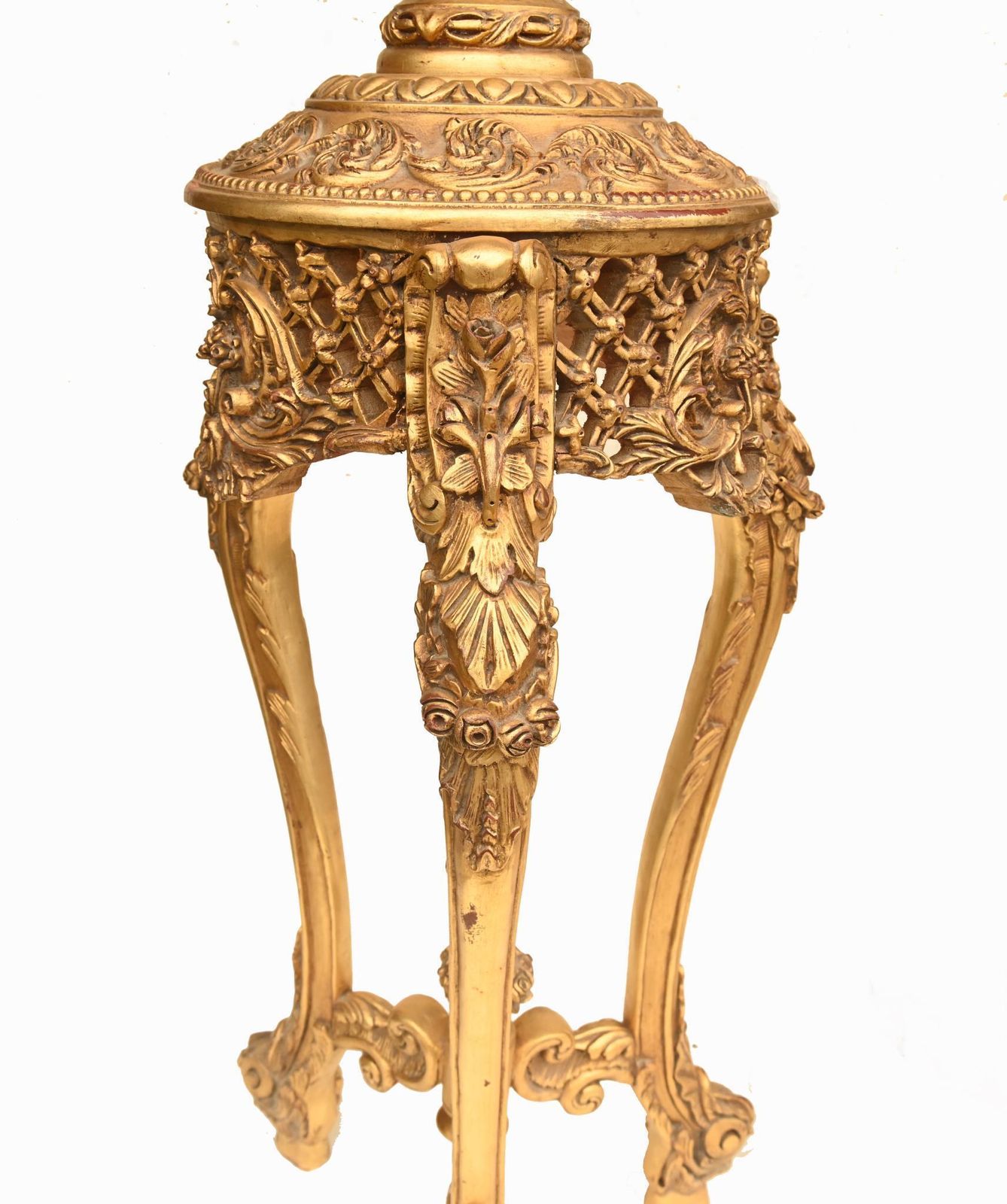 photo for sale Pair Italian Giltwood Pedestals Rococo Stands Classical Urn Finials