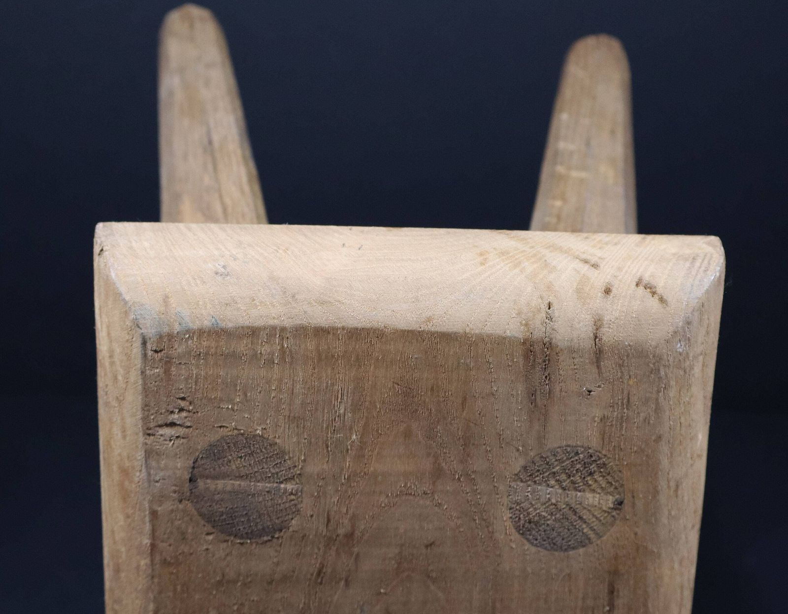 633.0 French Primitive Wooden Stool Set Of 2 In Brutalist Design photo