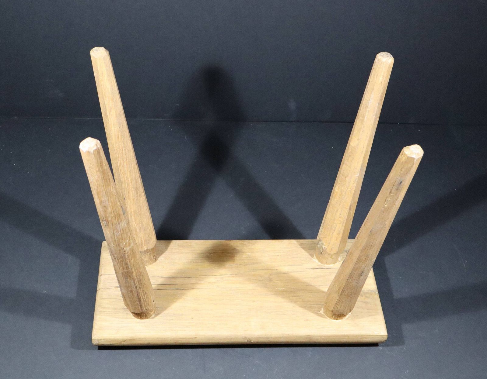 photo vintage French Primitive Wooden Stool Set Of 2 In Brutalist Design