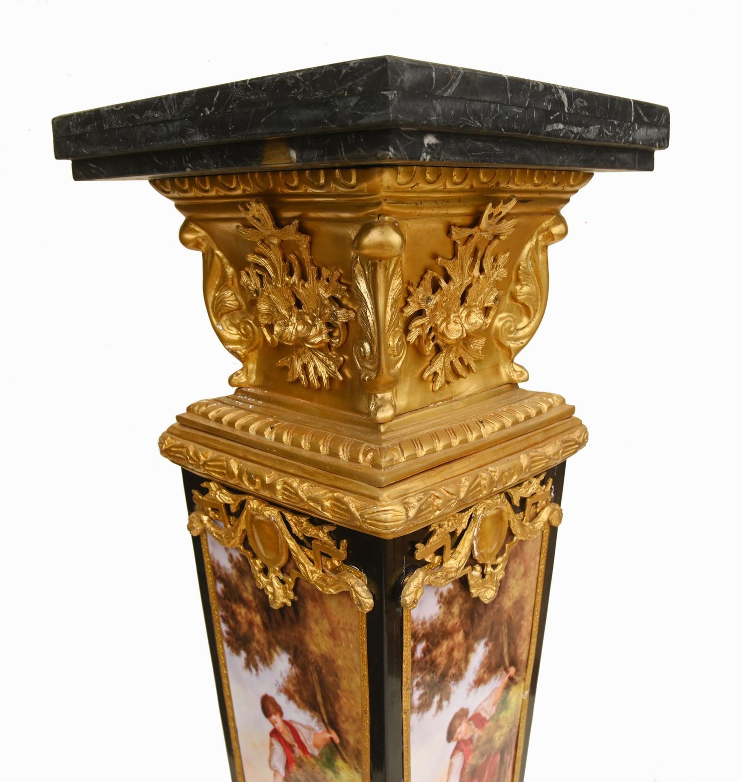 Pair French Pedestals Stands Gilt Bronze Porcelain Louis XVI photo buy