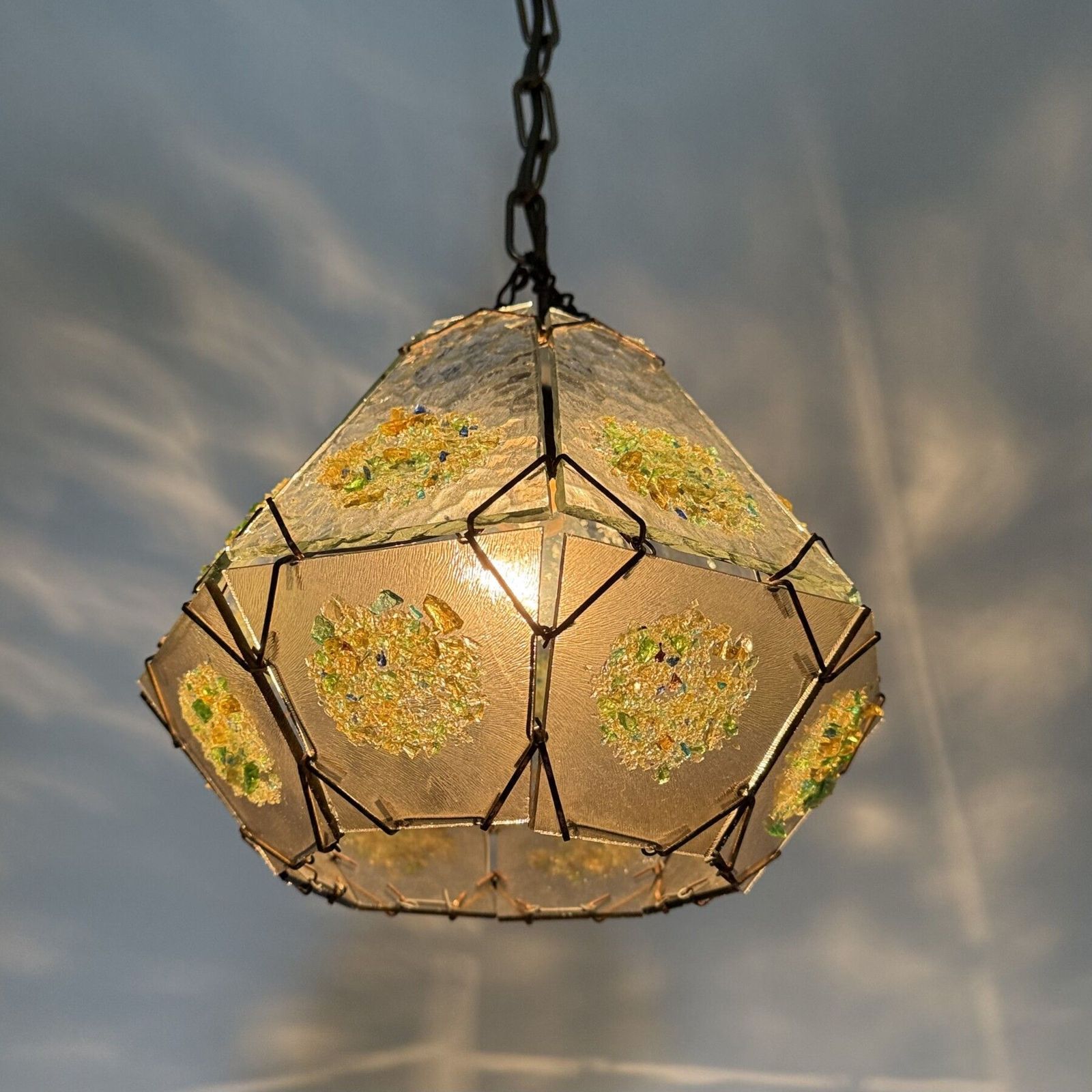 Brutalist Glass Hanging Lamp , 1970s photo furniture