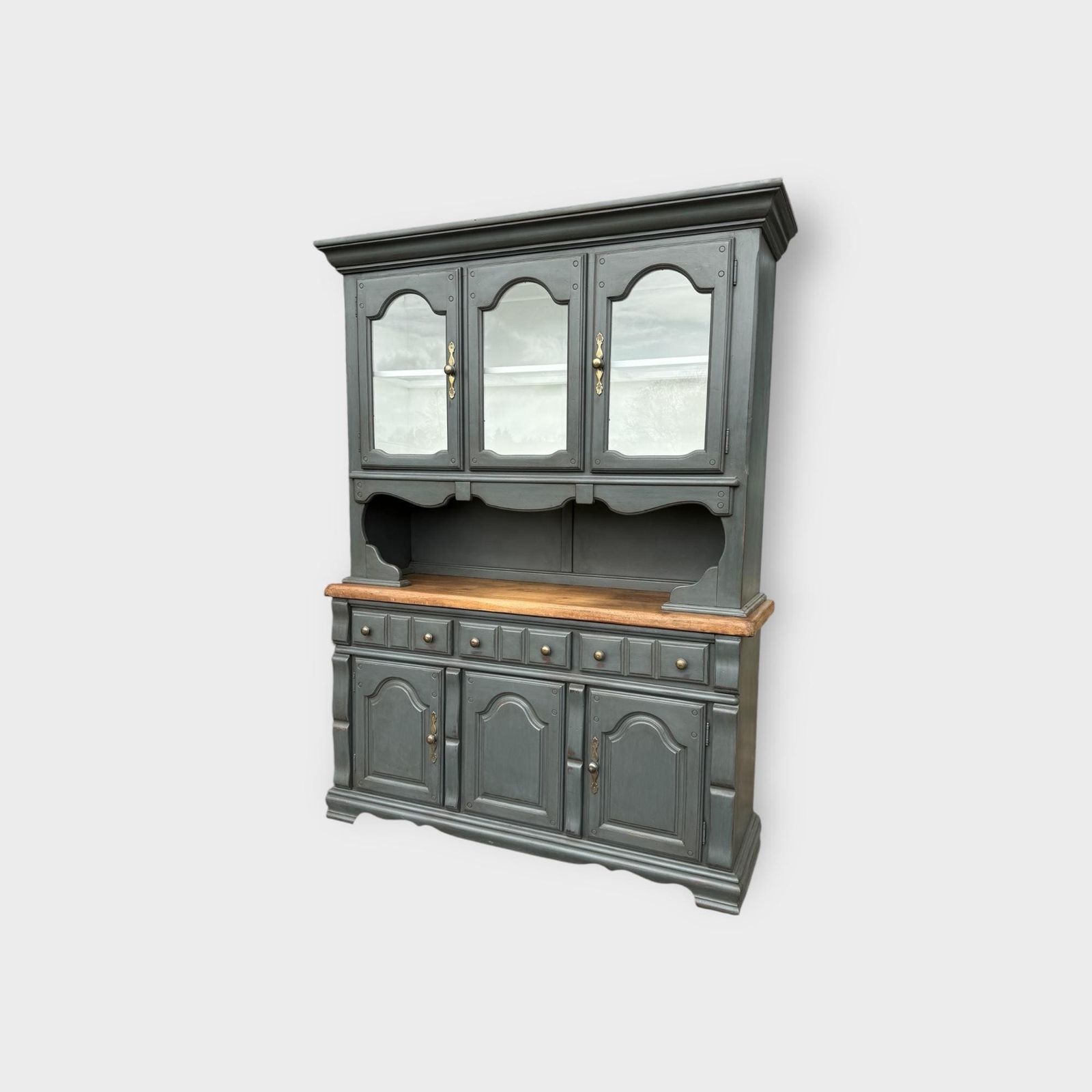 Pine Painted 2 Door Glazed Bookcase Cupboard  Glazed Display Bookcase