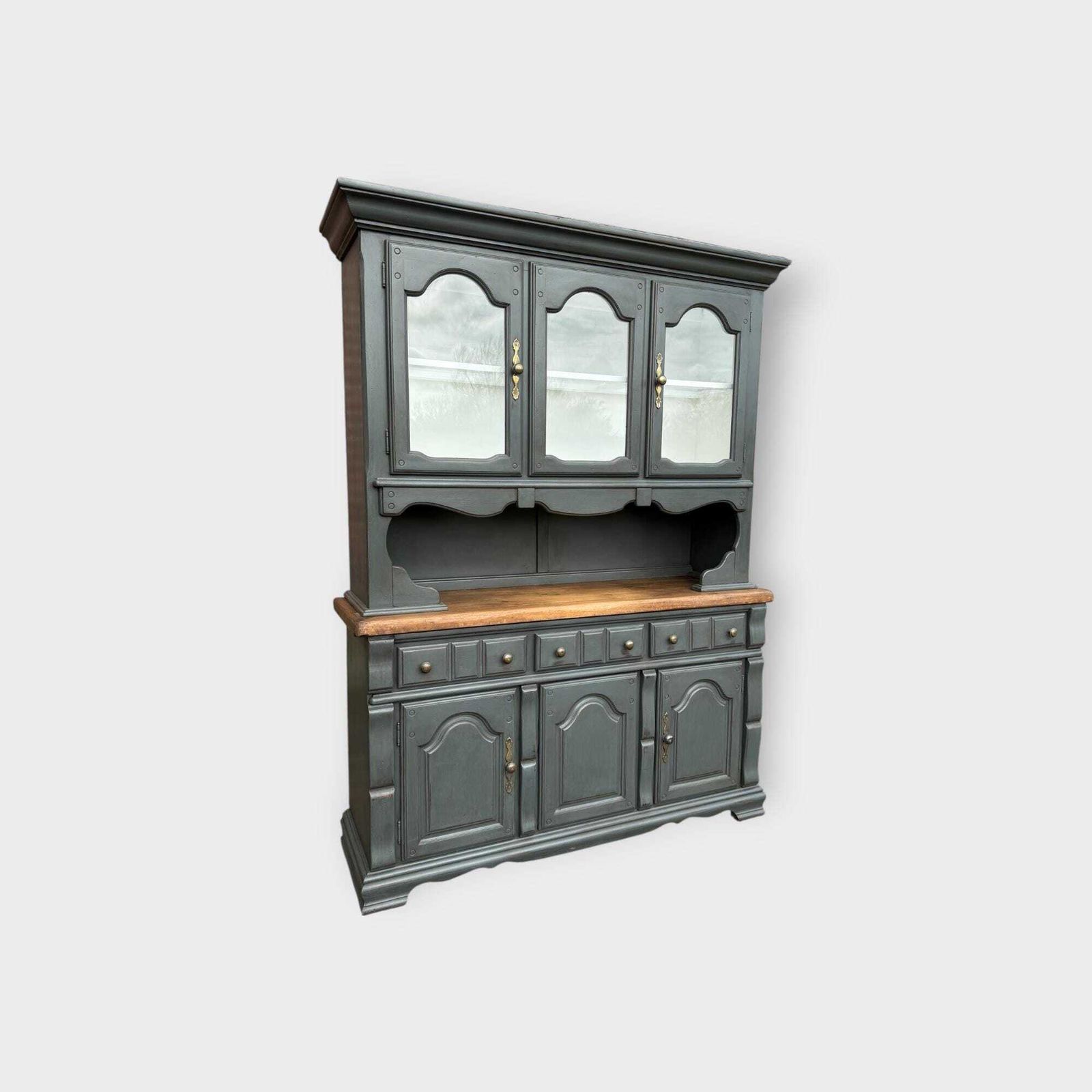 Pine Painted 2 Door Glazed Bookcase Cupboard  Glazed Display Bookcase photo for sale