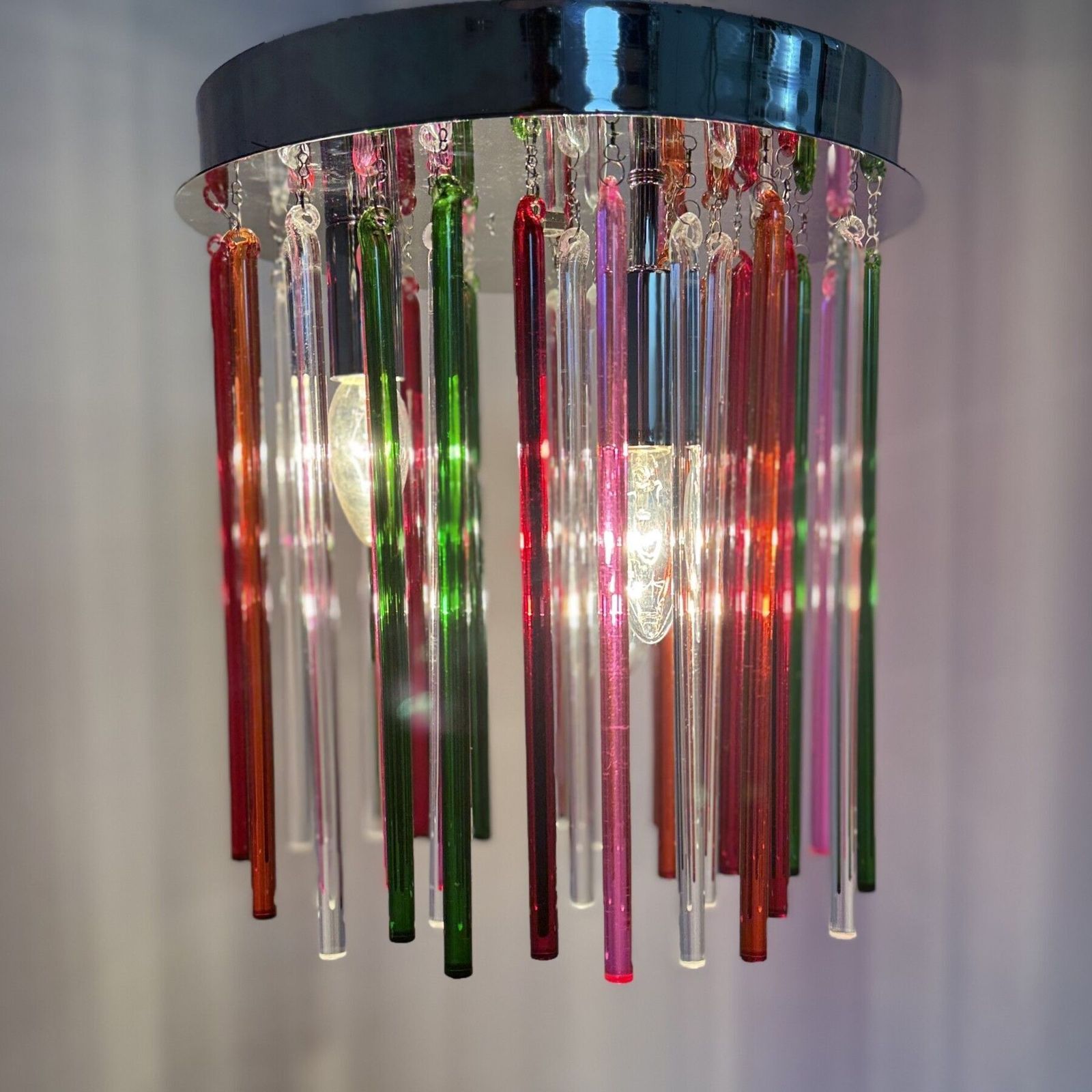 Mid Century Design Glazen Plafondlamp, Jaren 1970 photo Verlichting