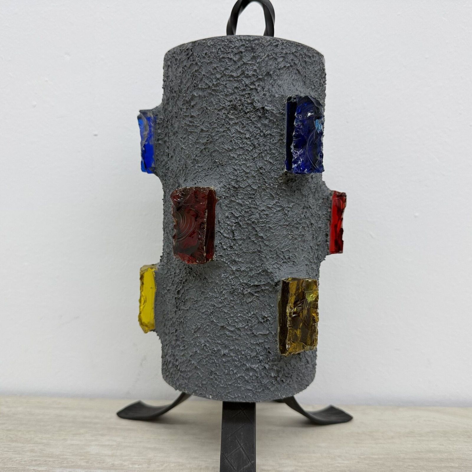 photo for sale Brutalist Tafellamp Van Metaal En Glas, Jaren 1970