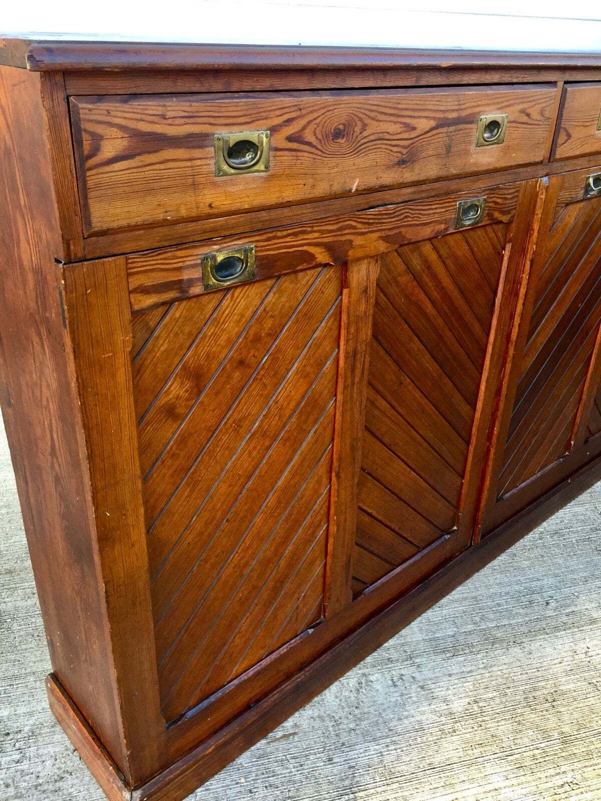 Antique Wooden Church Kneeler Storage Cupboard Large Sideboard Cabinet & Drawers photo furniture
