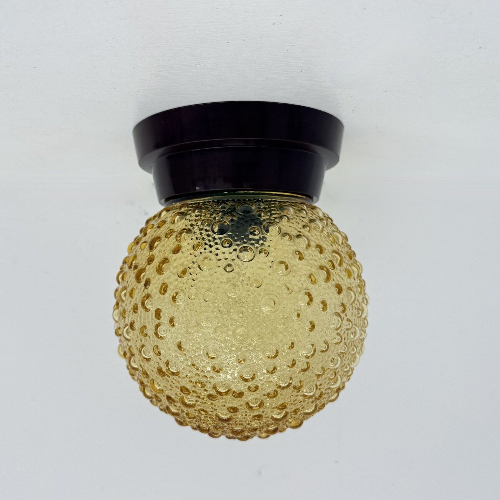 Mid Century Design Bolle Glazen Plafondlamp / Wandlamp, Jaren 1970 photo for sale