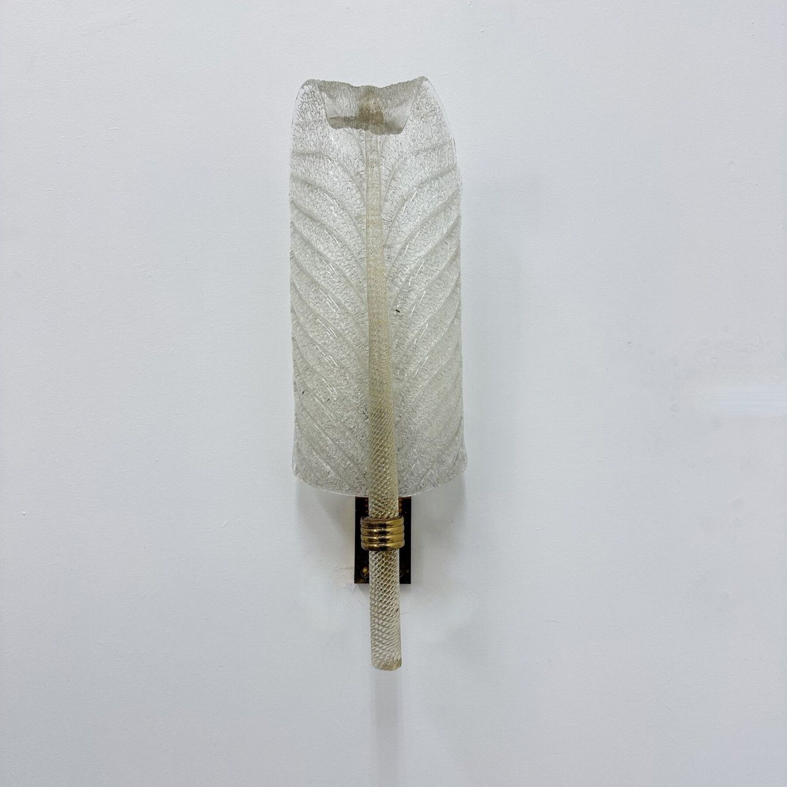 Grote Barovier & Toso Wandlamp, Murano Glas, Bladmotief, Jaren 1970 photo for sale